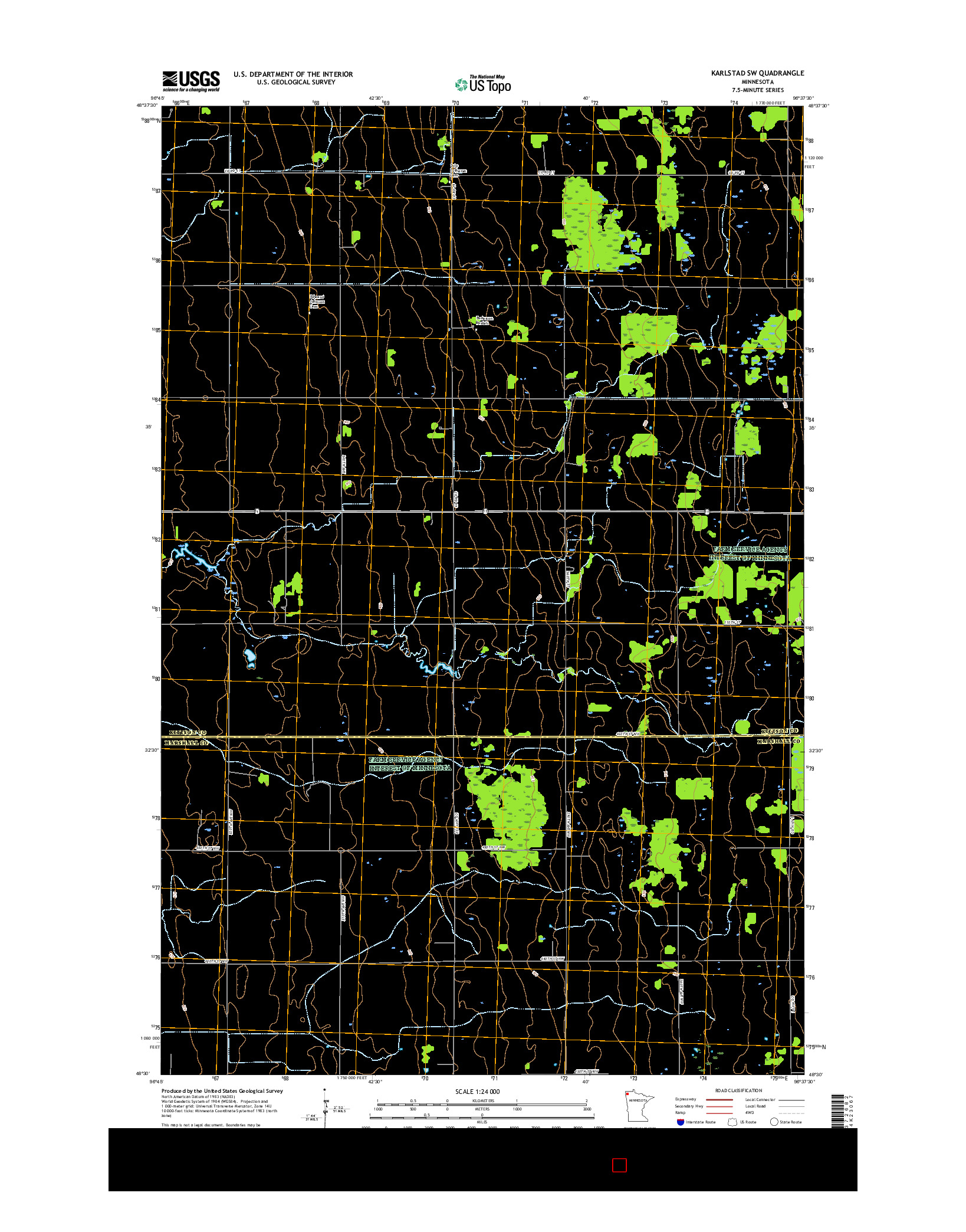 USGS US TOPO 7.5-MINUTE MAP FOR KARLSTAD SW, MN 2016