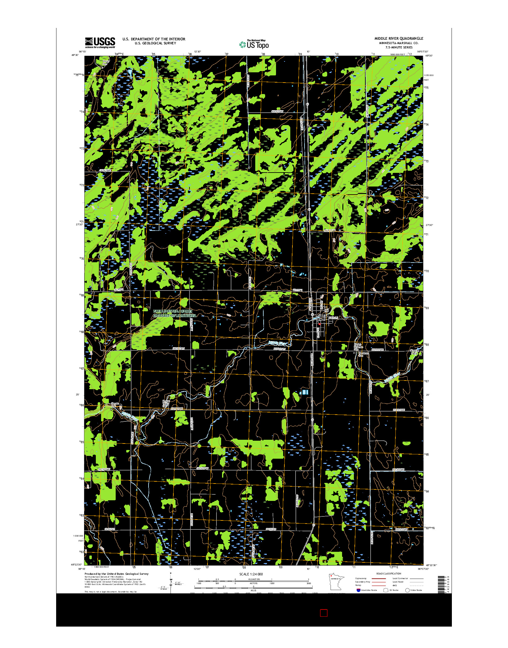 USGS US TOPO 7.5-MINUTE MAP FOR MIDDLE RIVER, MN 2016