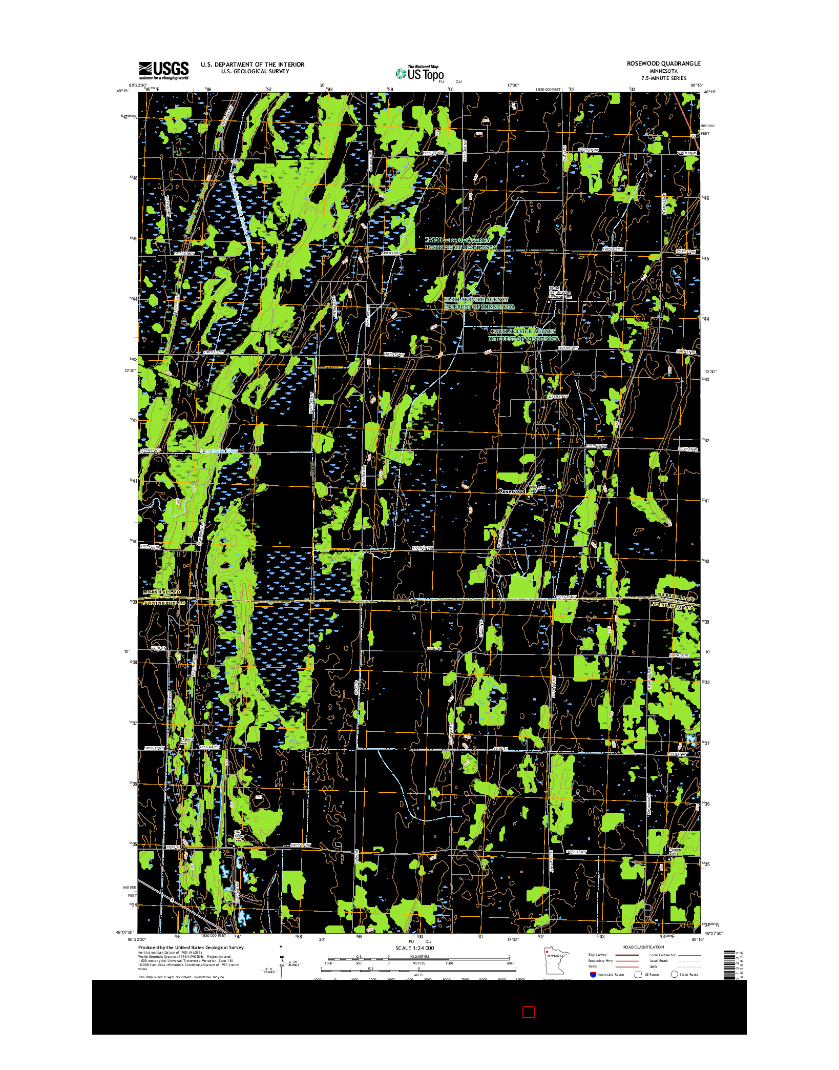 USGS US TOPO 7.5-MINUTE MAP FOR ROSEWOOD, MN 2016