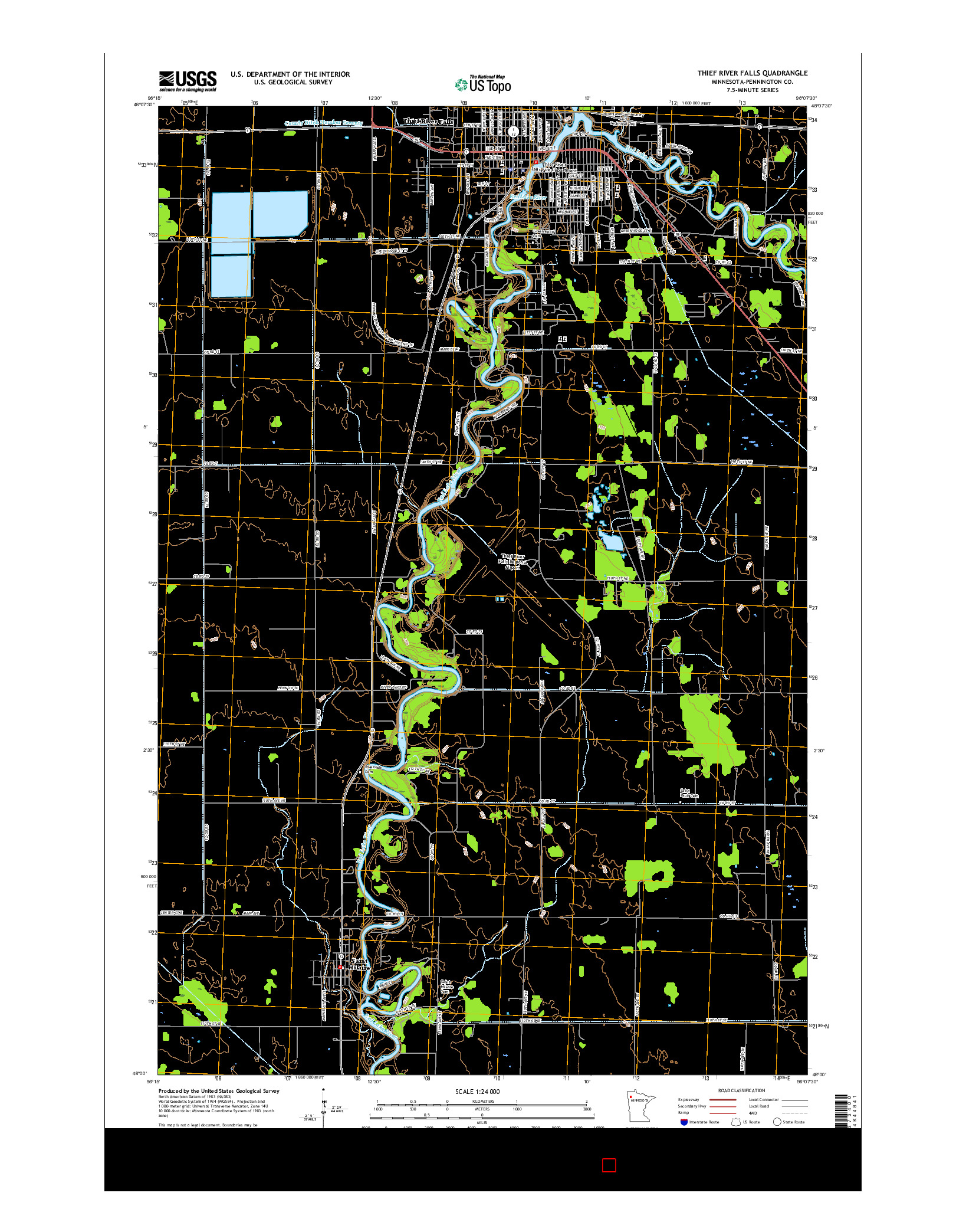 USGS US TOPO 7.5-MINUTE MAP FOR THIEF RIVER FALLS, MN 2016