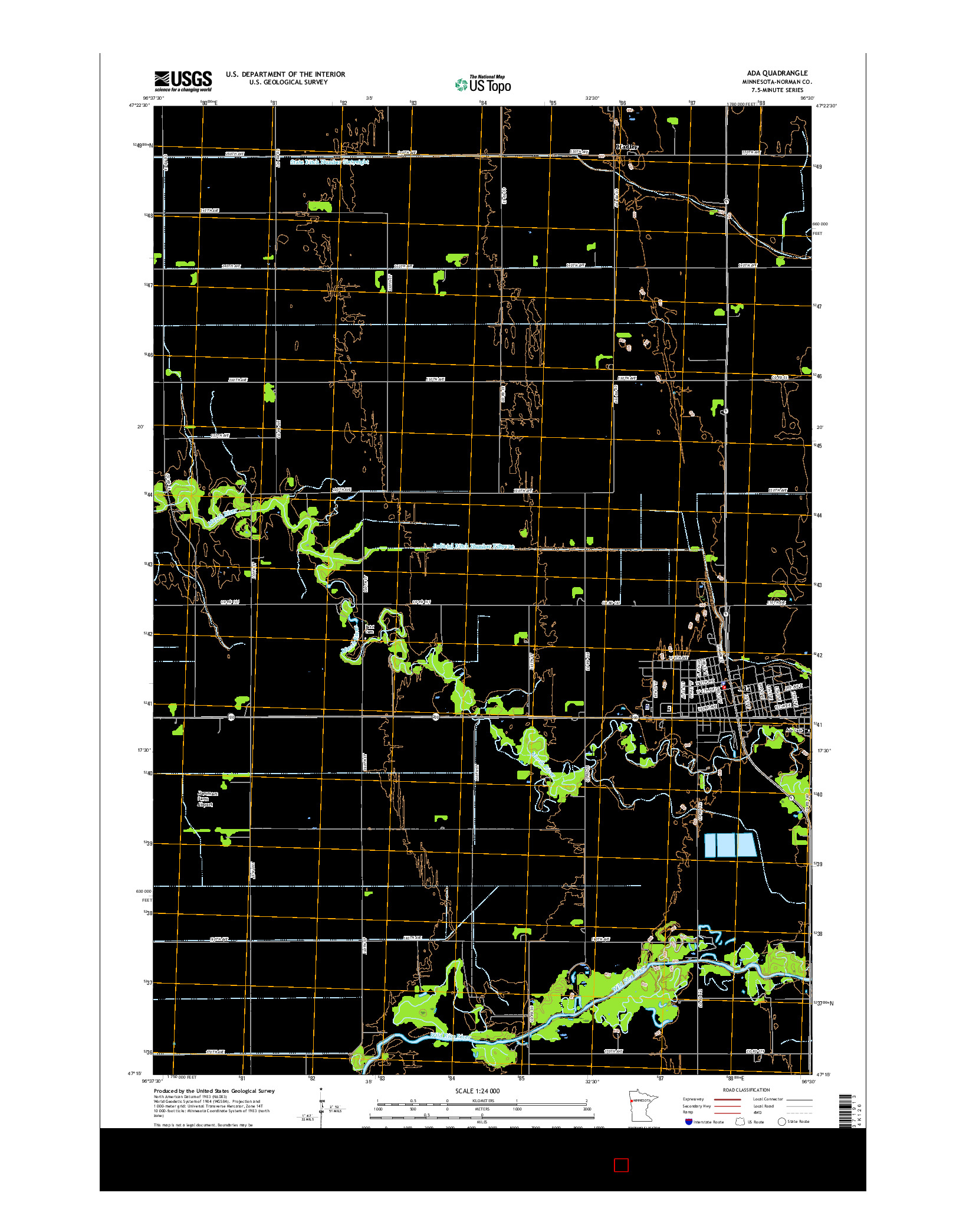 USGS US TOPO 7.5-MINUTE MAP FOR ADA, MN 2016