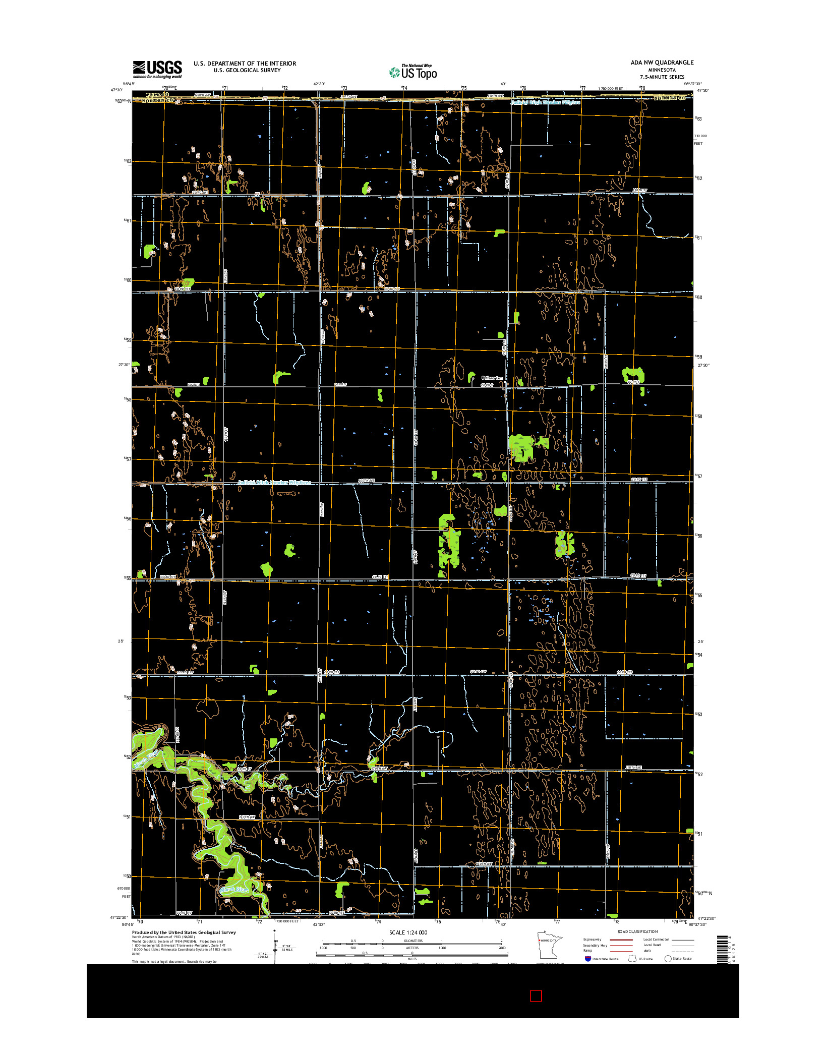 USGS US TOPO 7.5-MINUTE MAP FOR ADA NW, MN 2016