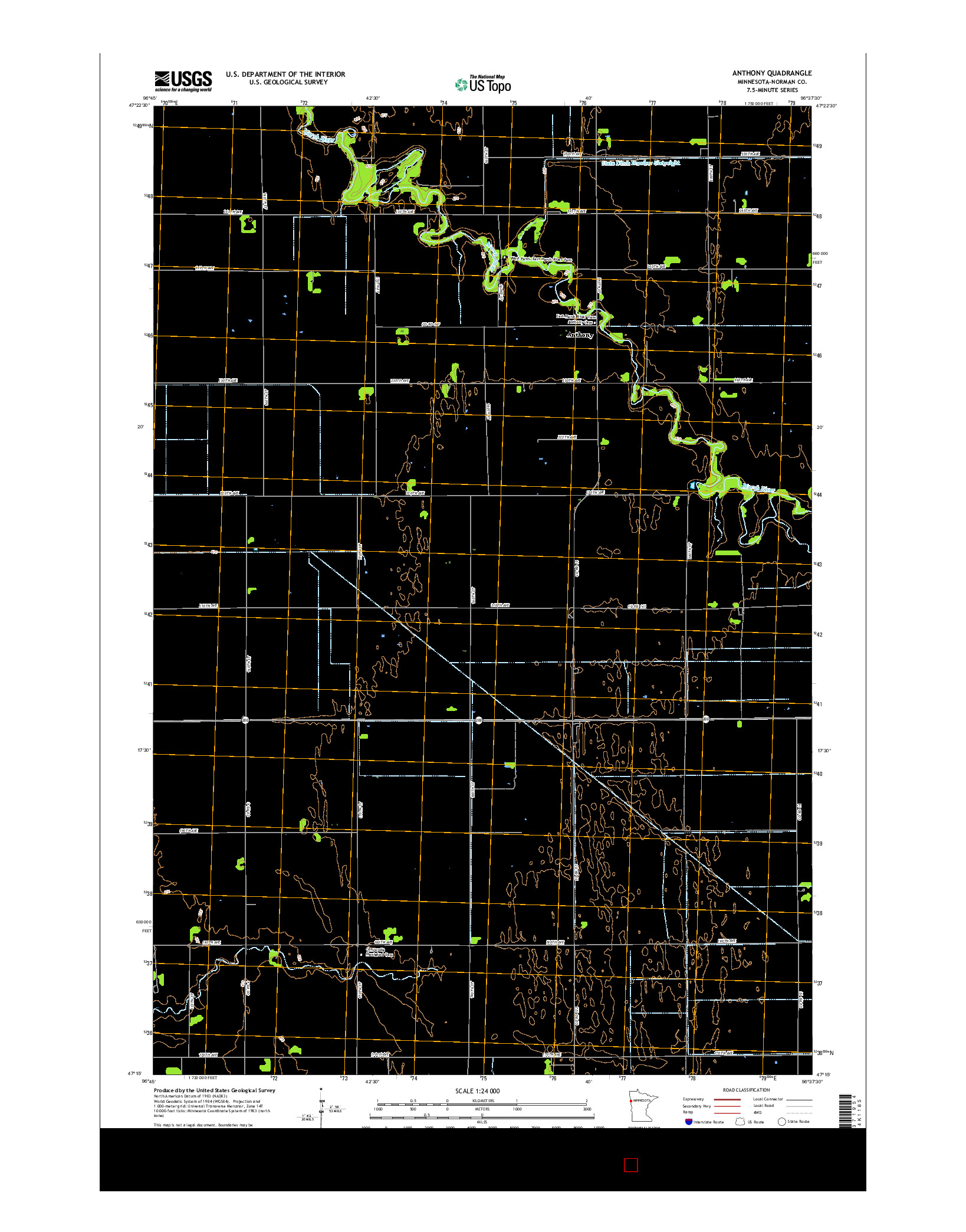 USGS US TOPO 7.5-MINUTE MAP FOR ANTHONY, MN 2016