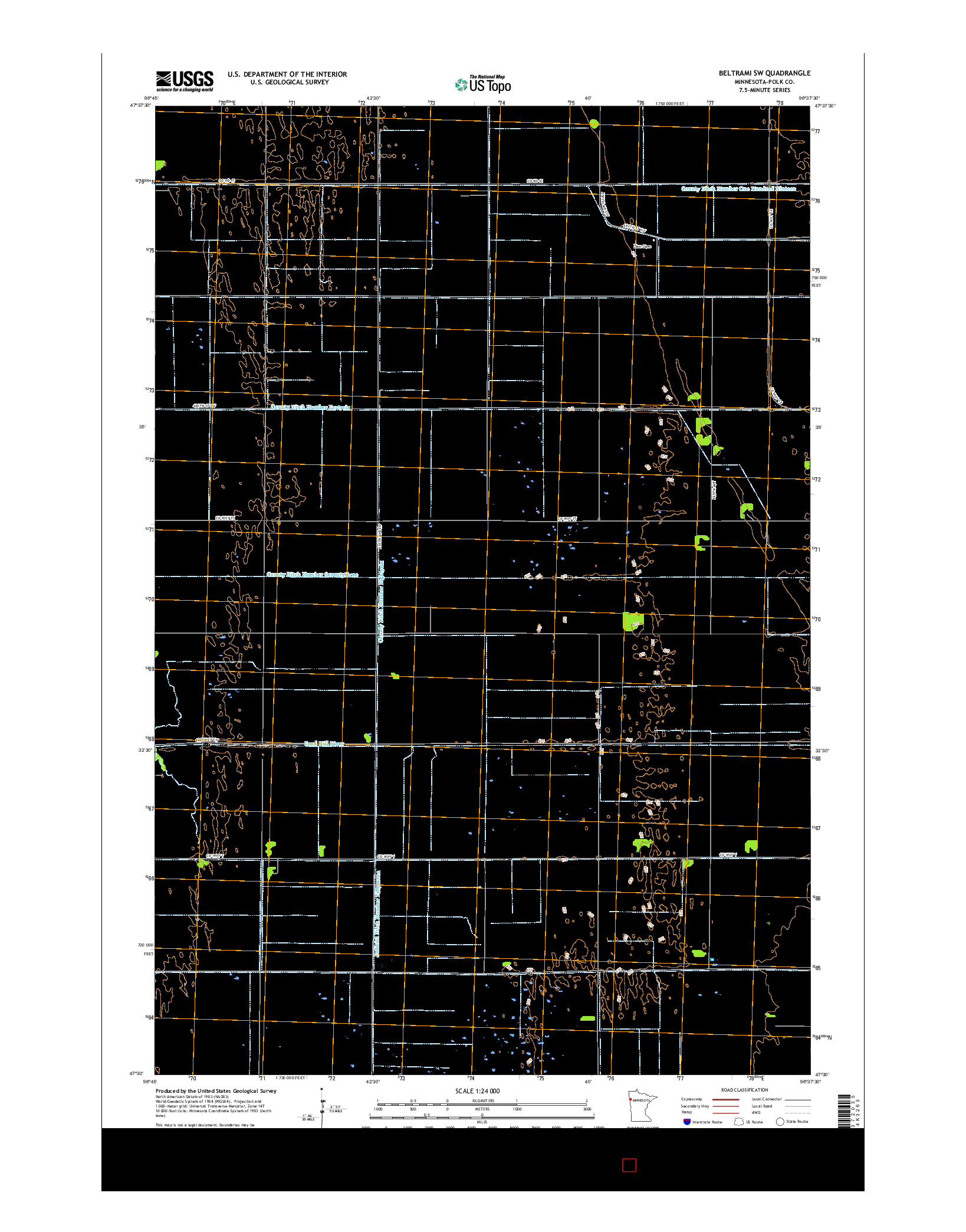 USGS US TOPO 7.5-MINUTE MAP FOR BELTRAMI SW, MN 2016