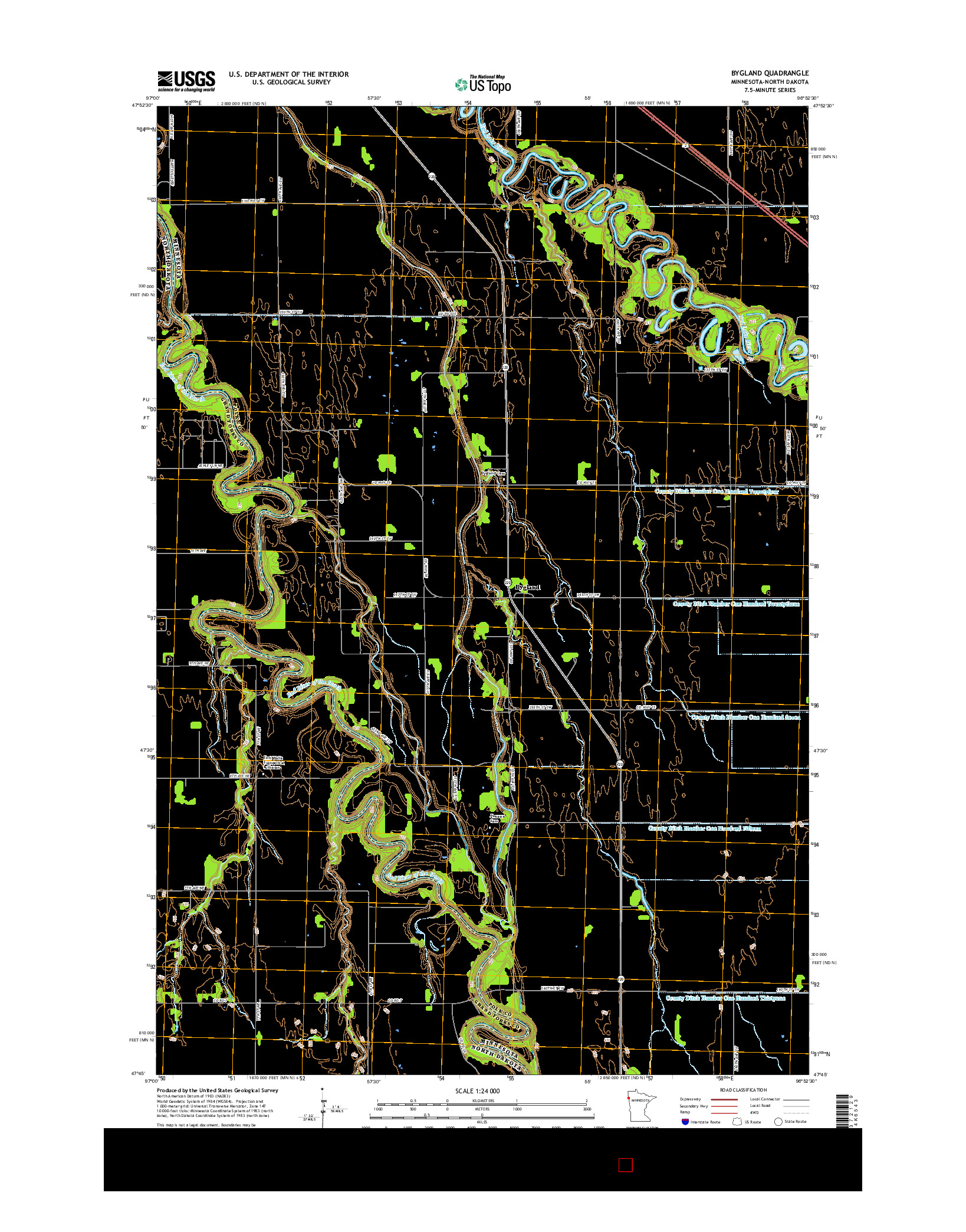 USGS US TOPO 7.5-MINUTE MAP FOR BYGLAND, MN-ND 2016