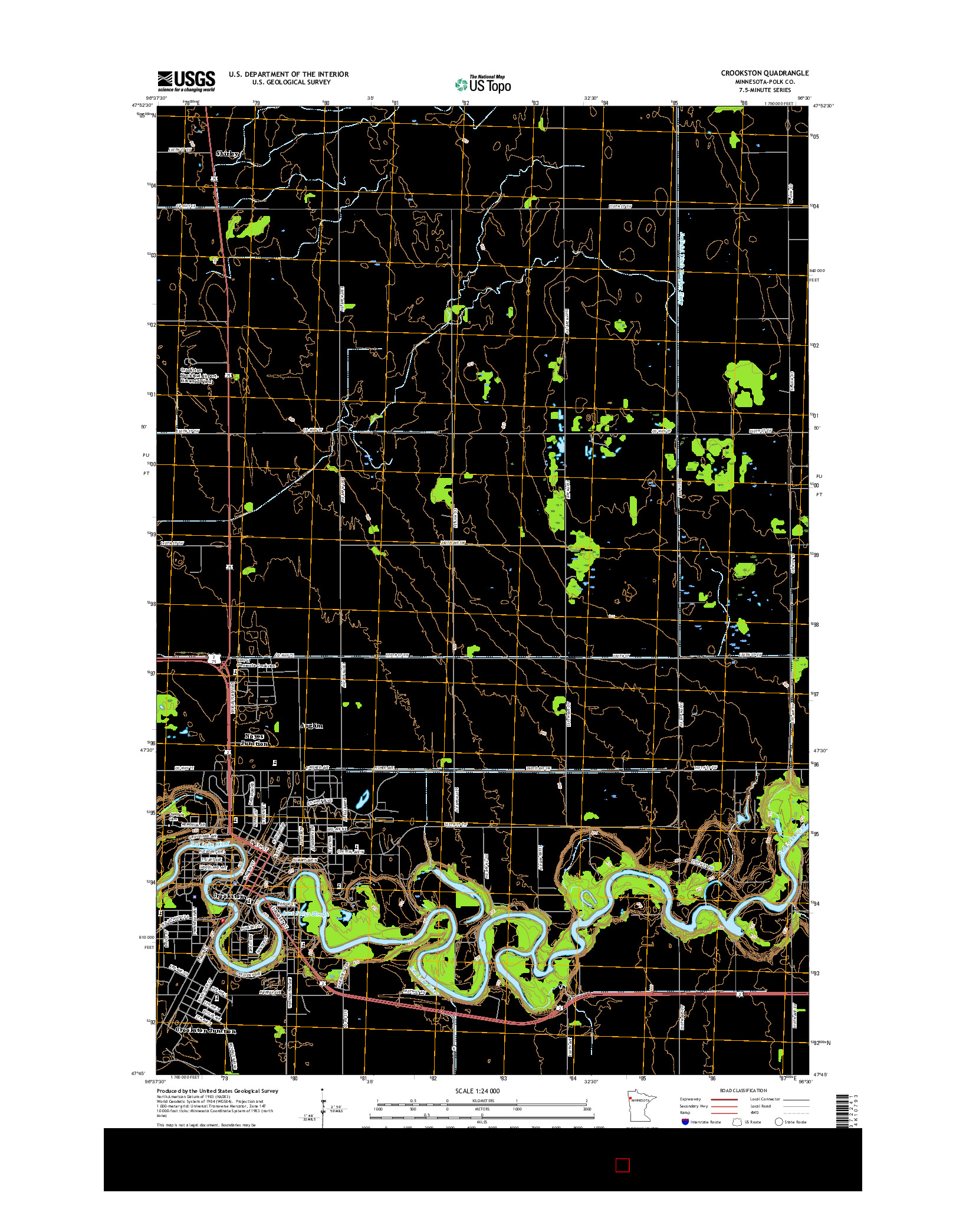 USGS US TOPO 7.5-MINUTE MAP FOR CROOKSTON, MN 2016
