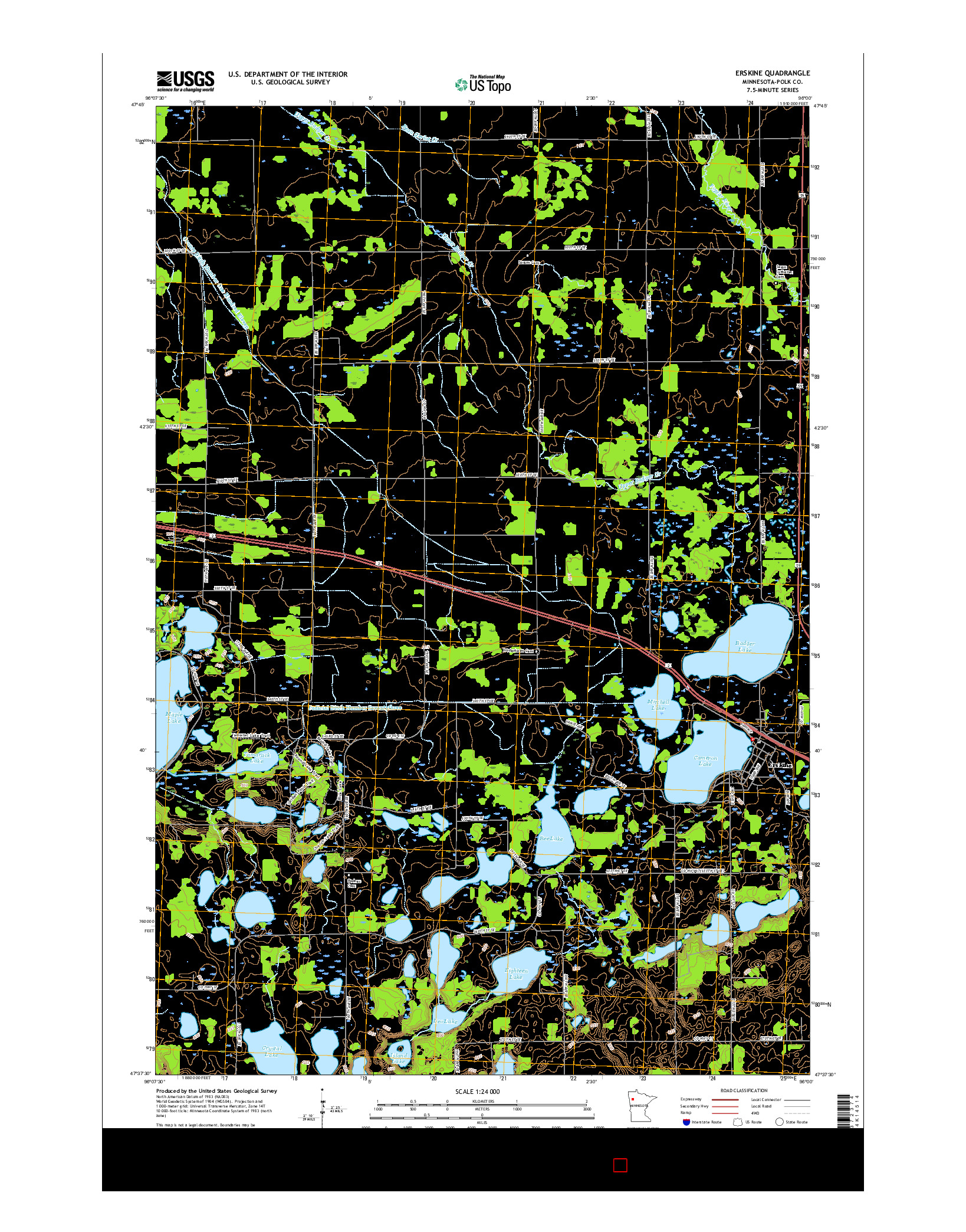 USGS US TOPO 7.5-MINUTE MAP FOR ERSKINE, MN 2016