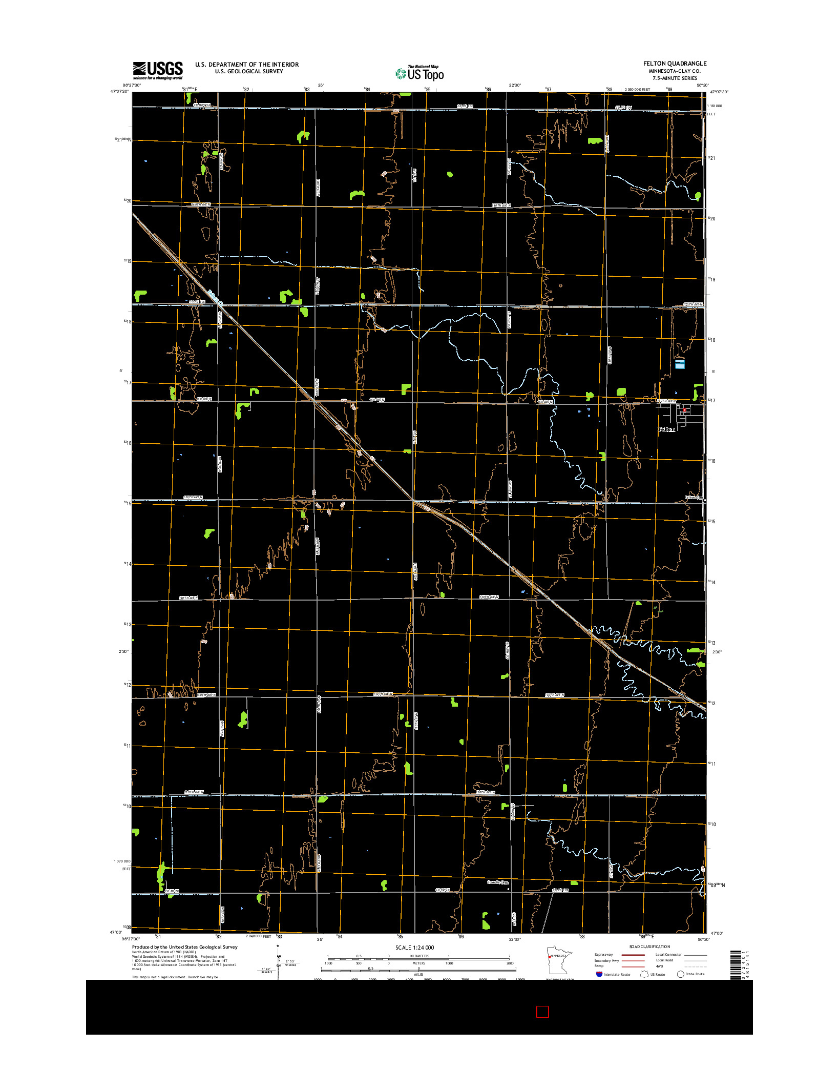 USGS US TOPO 7.5-MINUTE MAP FOR FELTON, MN 2016