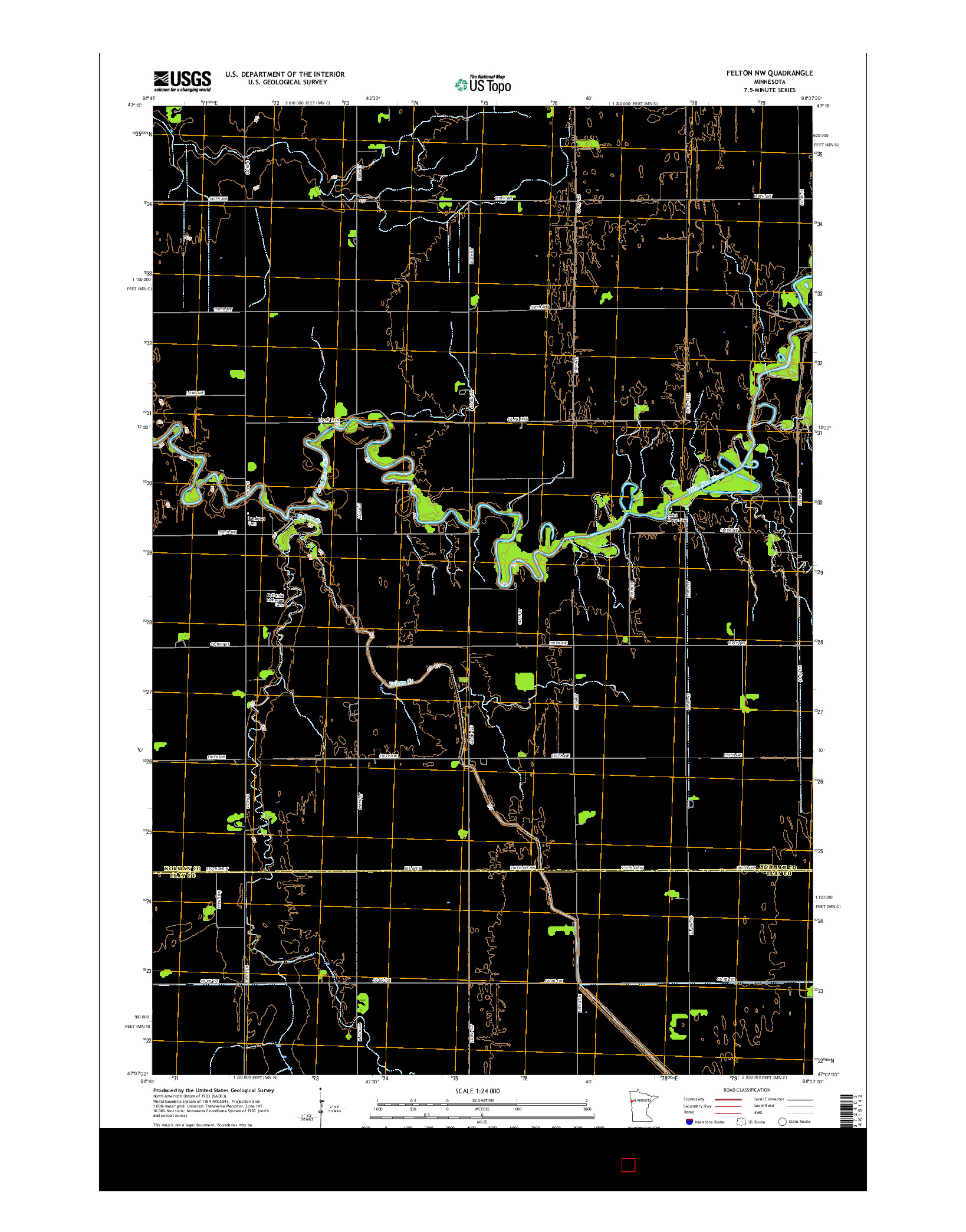 USGS US TOPO 7.5-MINUTE MAP FOR FELTON NW, MN 2016