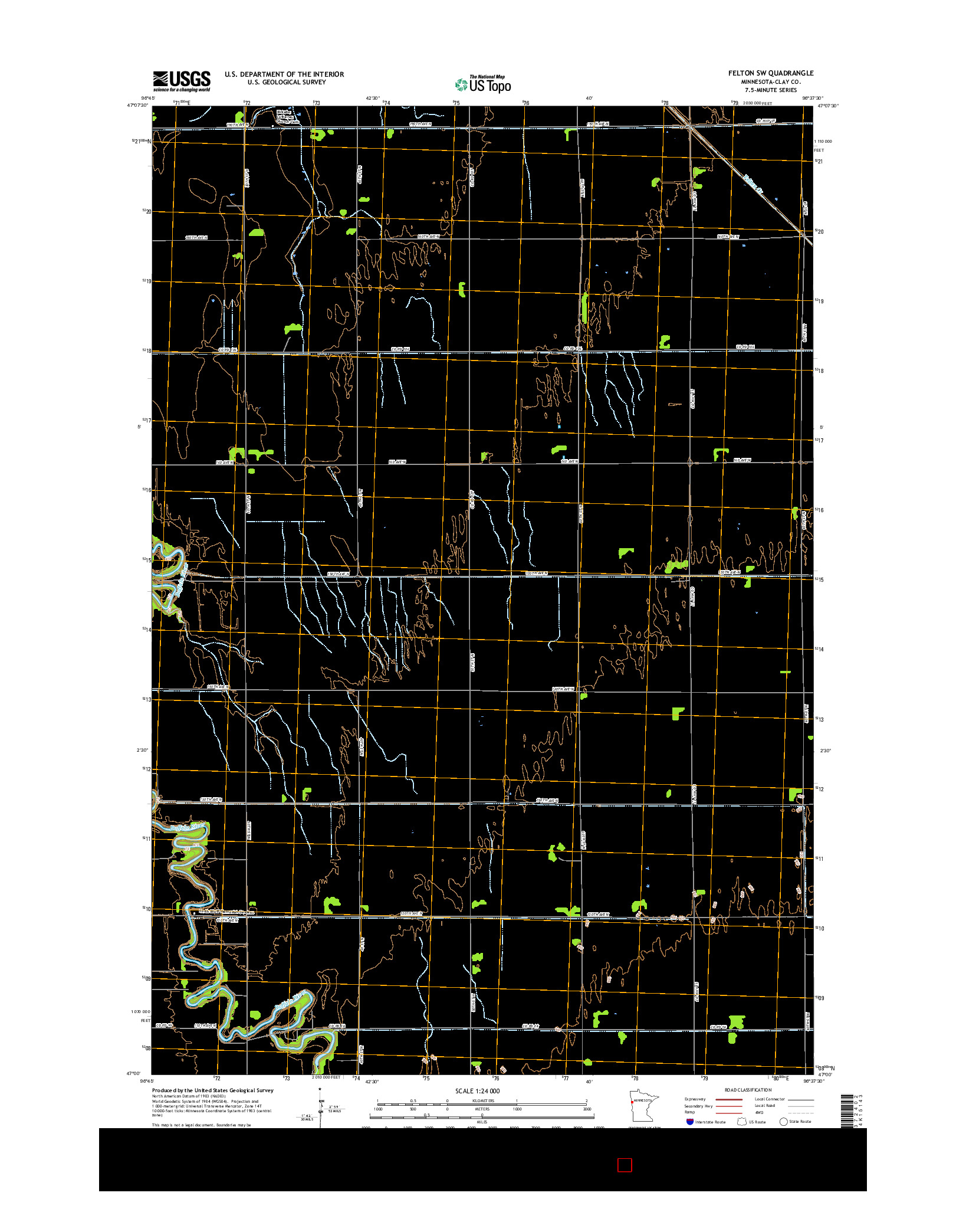 USGS US TOPO 7.5-MINUTE MAP FOR FELTON SW, MN 2016