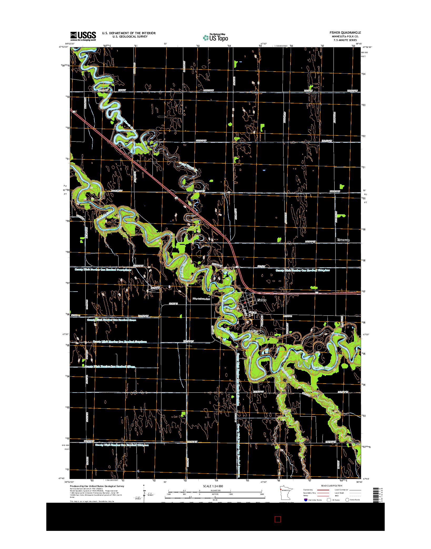 USGS US TOPO 7.5-MINUTE MAP FOR FISHER, MN 2016