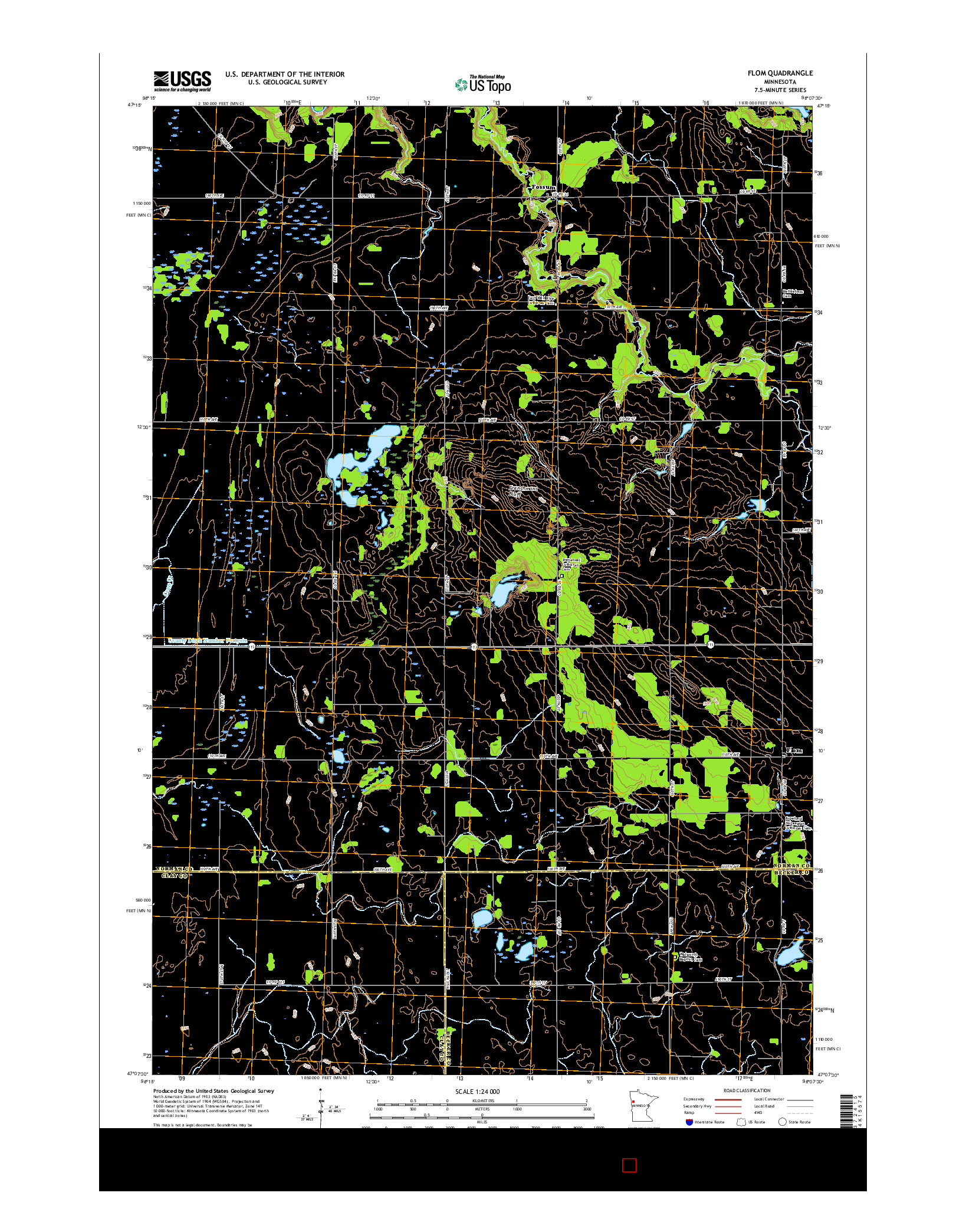 USGS US TOPO 7.5-MINUTE MAP FOR FLOM, MN 2016