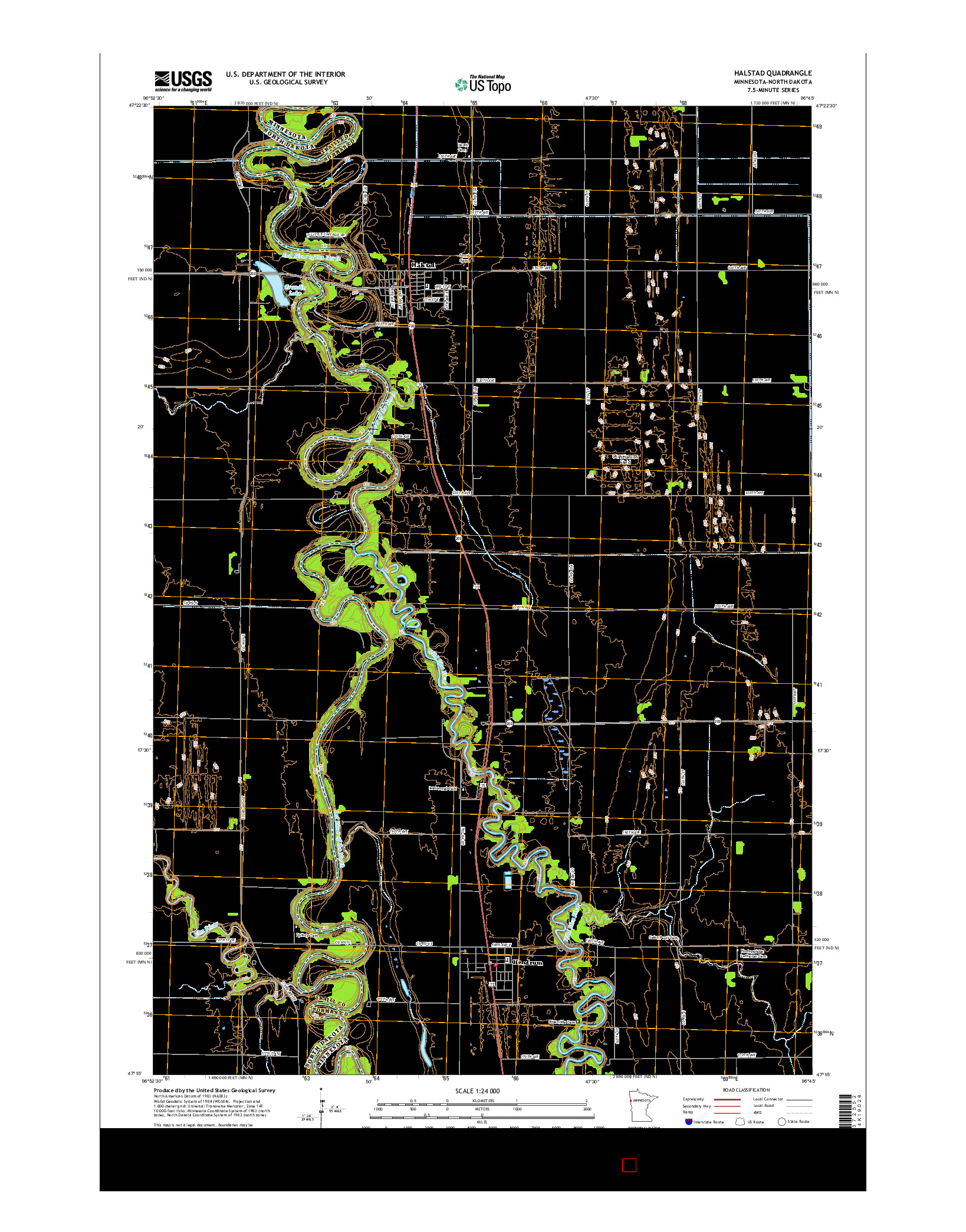 USGS US TOPO 7.5-MINUTE MAP FOR HALSTAD, MN-ND 2016