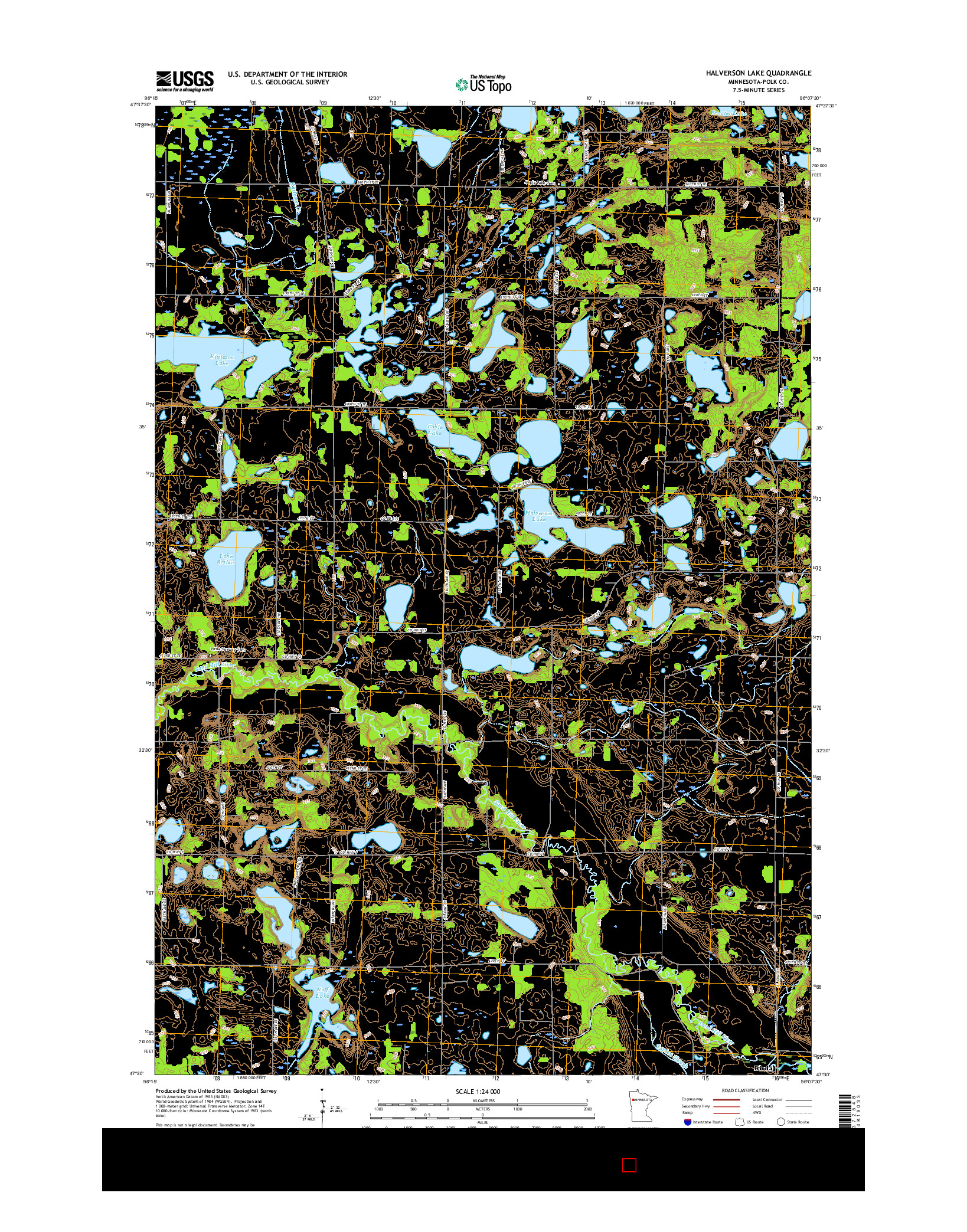 USGS US TOPO 7.5-MINUTE MAP FOR HALVERSON LAKE, MN 2016