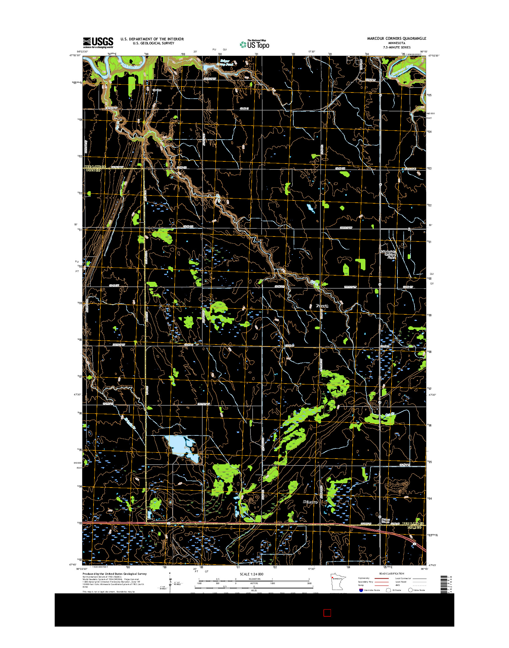 USGS US TOPO 7.5-MINUTE MAP FOR MARCOUX CORNERS, MN 2016