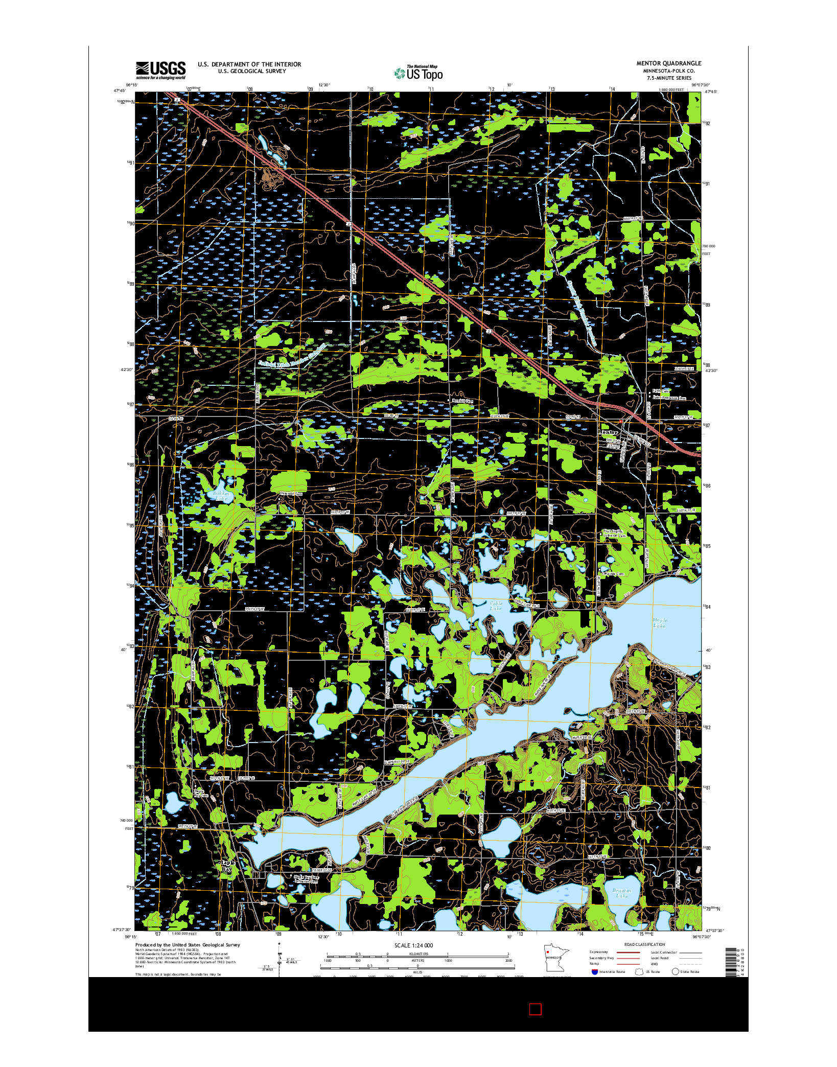 USGS US TOPO 7.5-MINUTE MAP FOR MENTOR, MN 2016