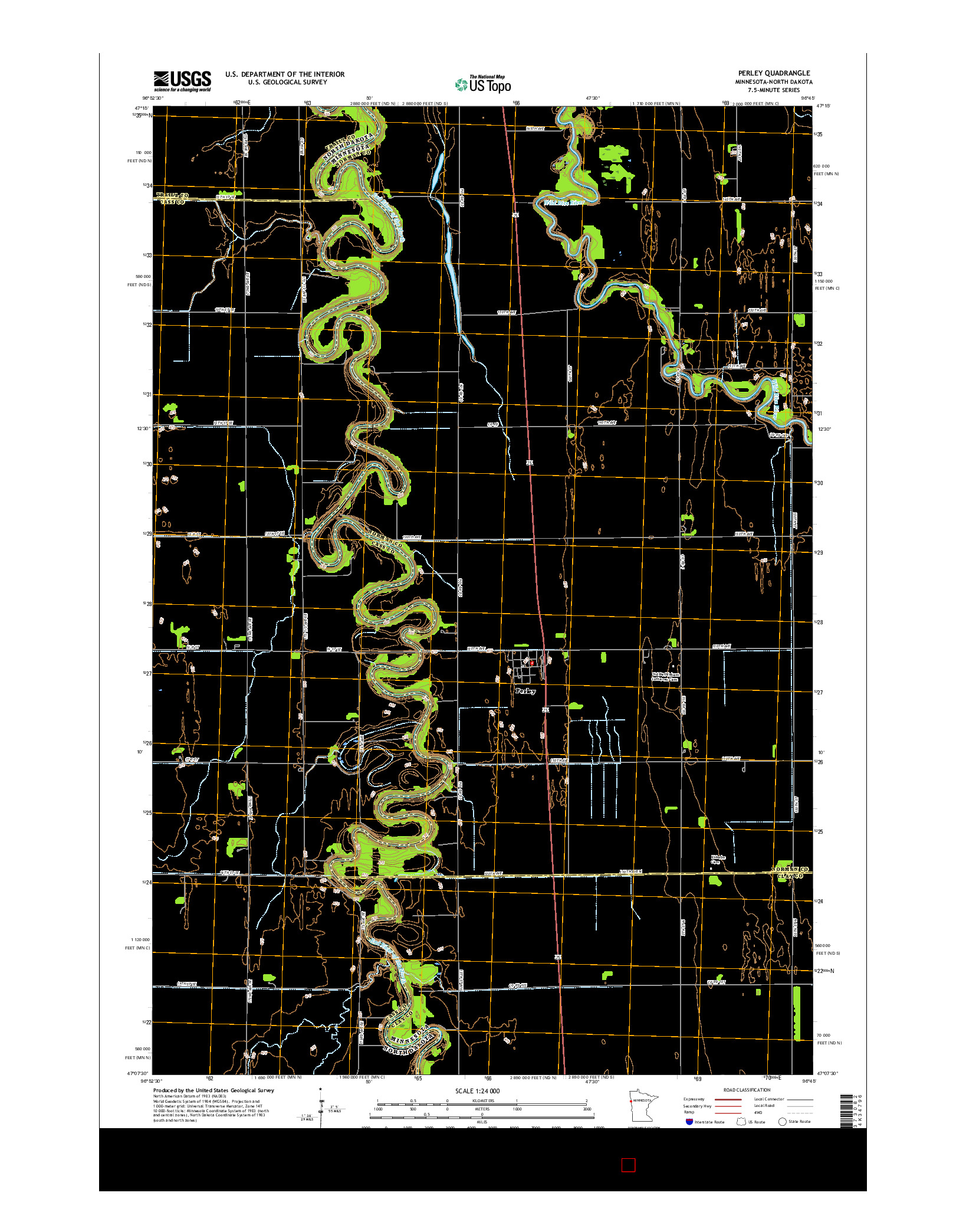 USGS US TOPO 7.5-MINUTE MAP FOR PERLEY, MN-ND 2016