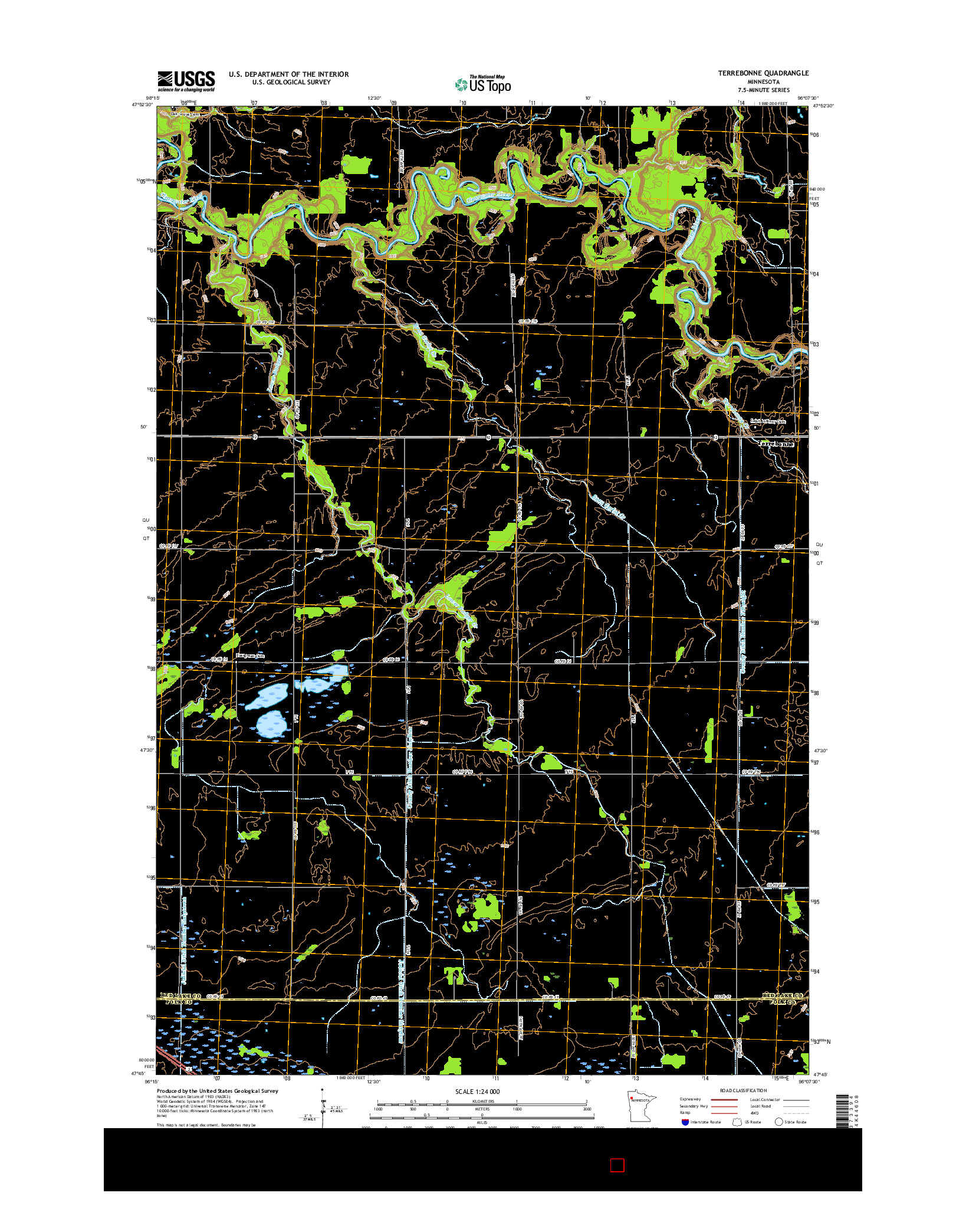 USGS US TOPO 7.5-MINUTE MAP FOR TERREBONNE, MN 2016