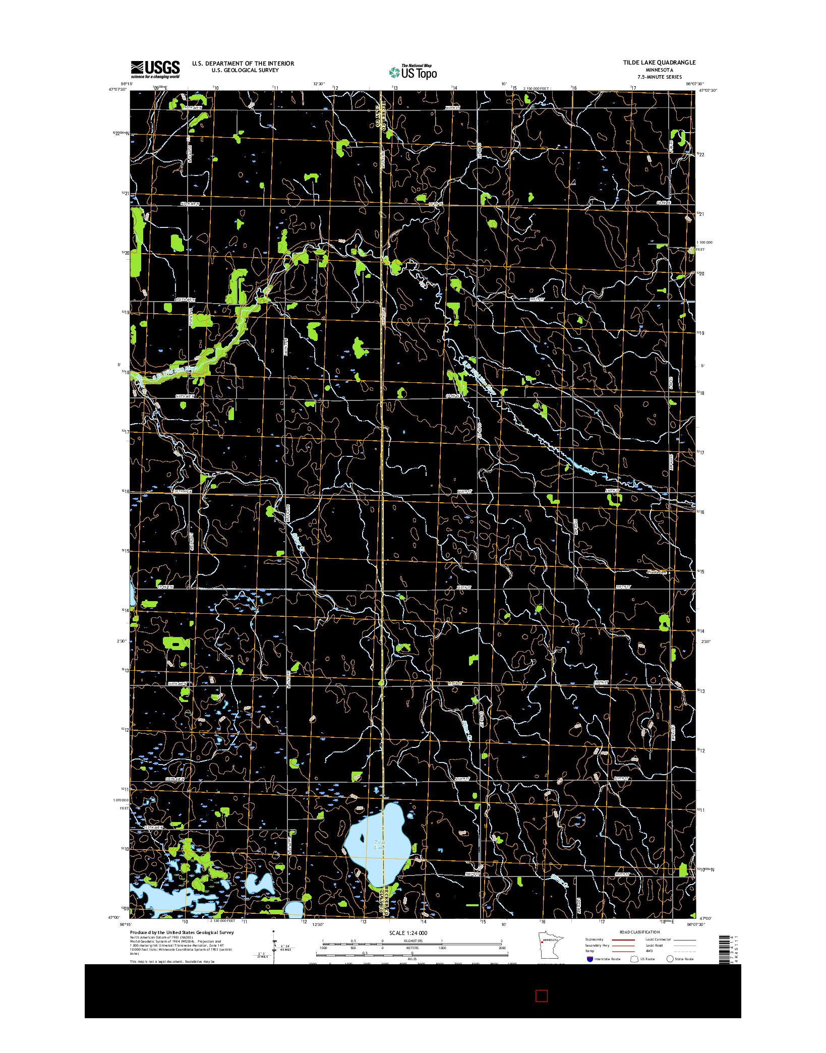 USGS US TOPO 7.5-MINUTE MAP FOR TILDE LAKE, MN 2016