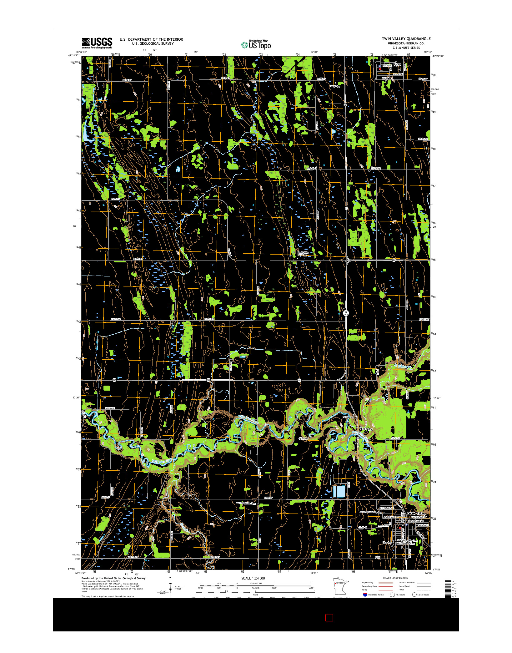 USGS US TOPO 7.5-MINUTE MAP FOR TWIN VALLEY, MN 2016