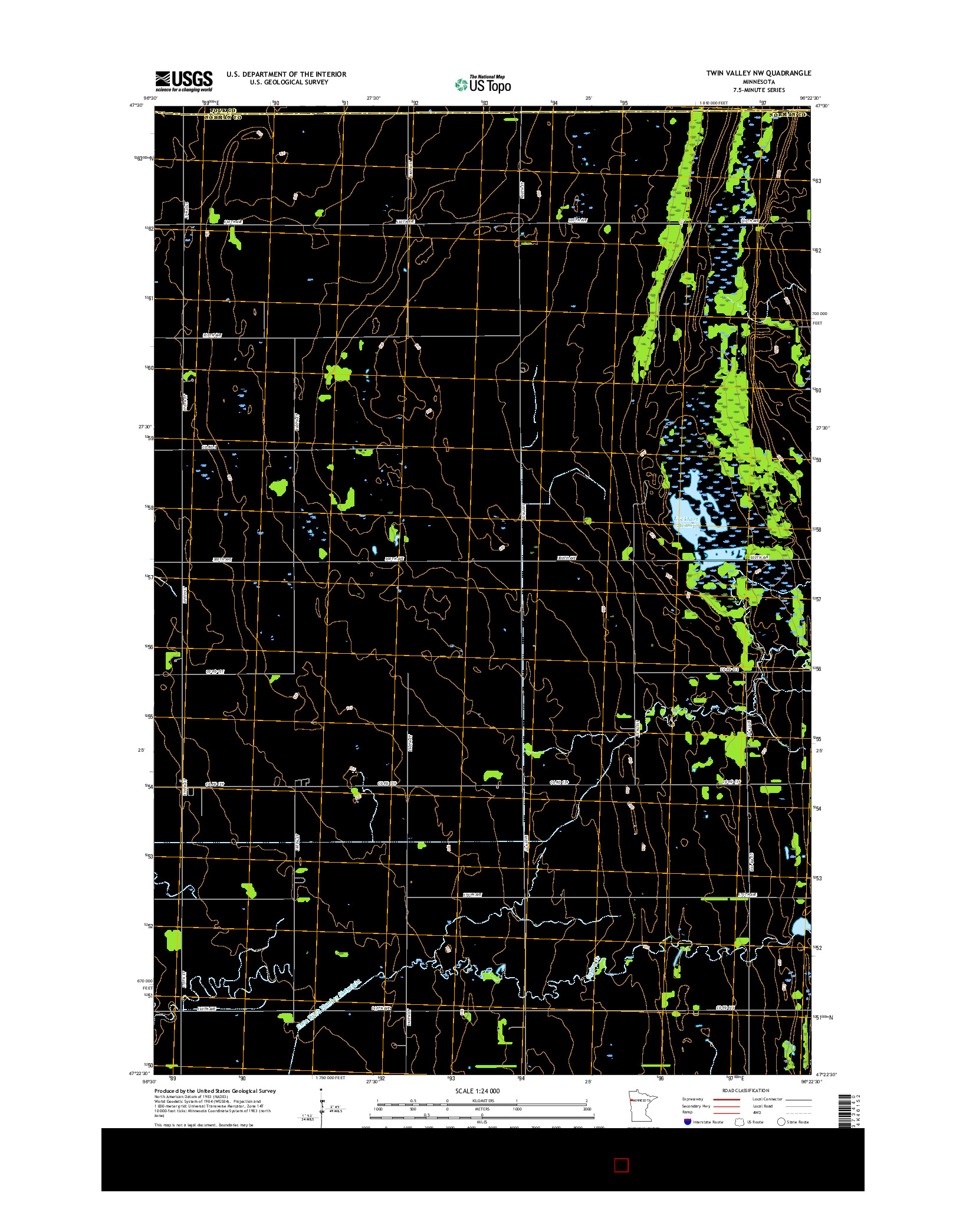 USGS US TOPO 7.5-MINUTE MAP FOR TWIN VALLEY NW, MN 2016