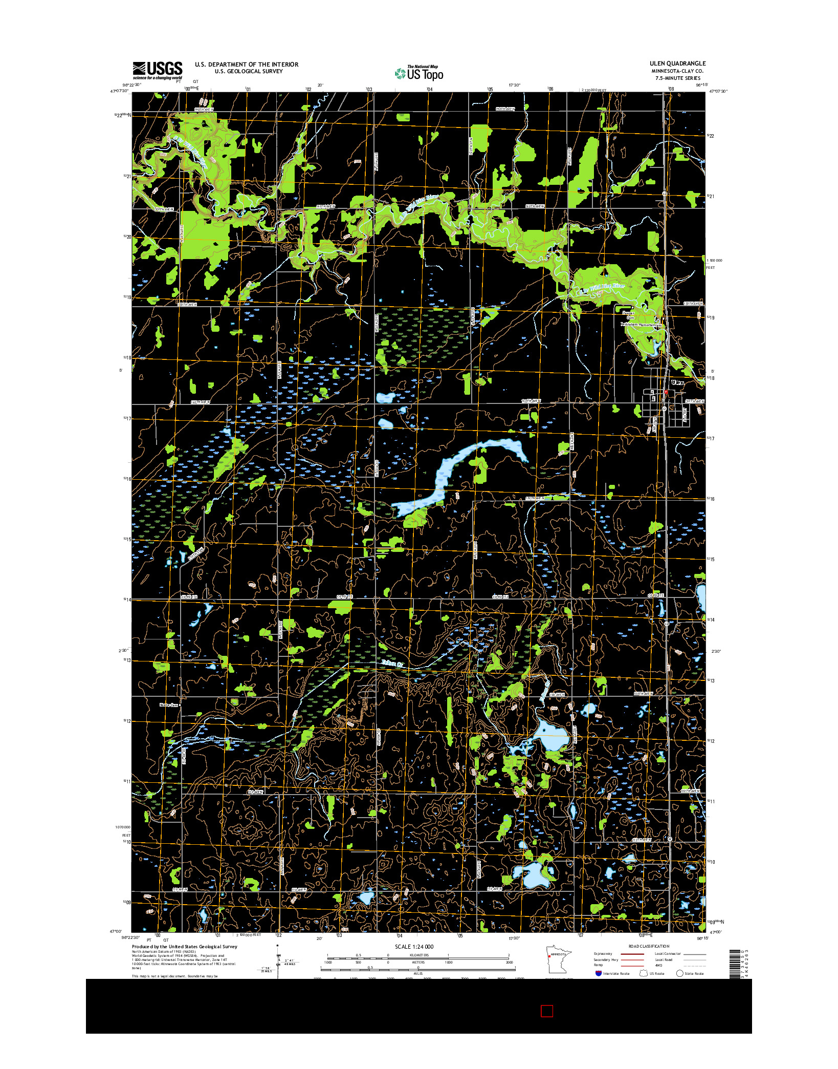 USGS US TOPO 7.5-MINUTE MAP FOR ULEN, MN 2016