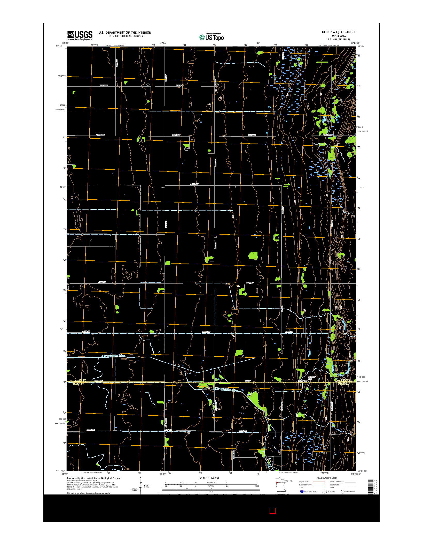 USGS US TOPO 7.5-MINUTE MAP FOR ULEN NW, MN 2016