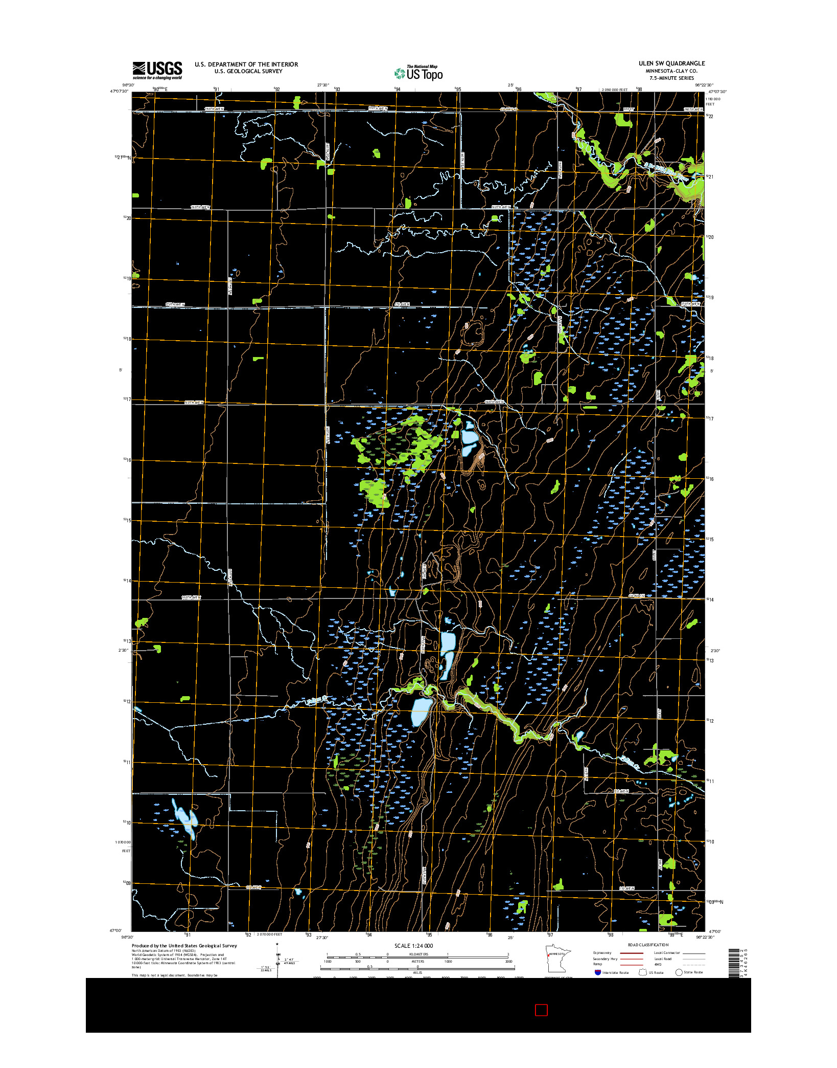 USGS US TOPO 7.5-MINUTE MAP FOR ULEN SW, MN 2016