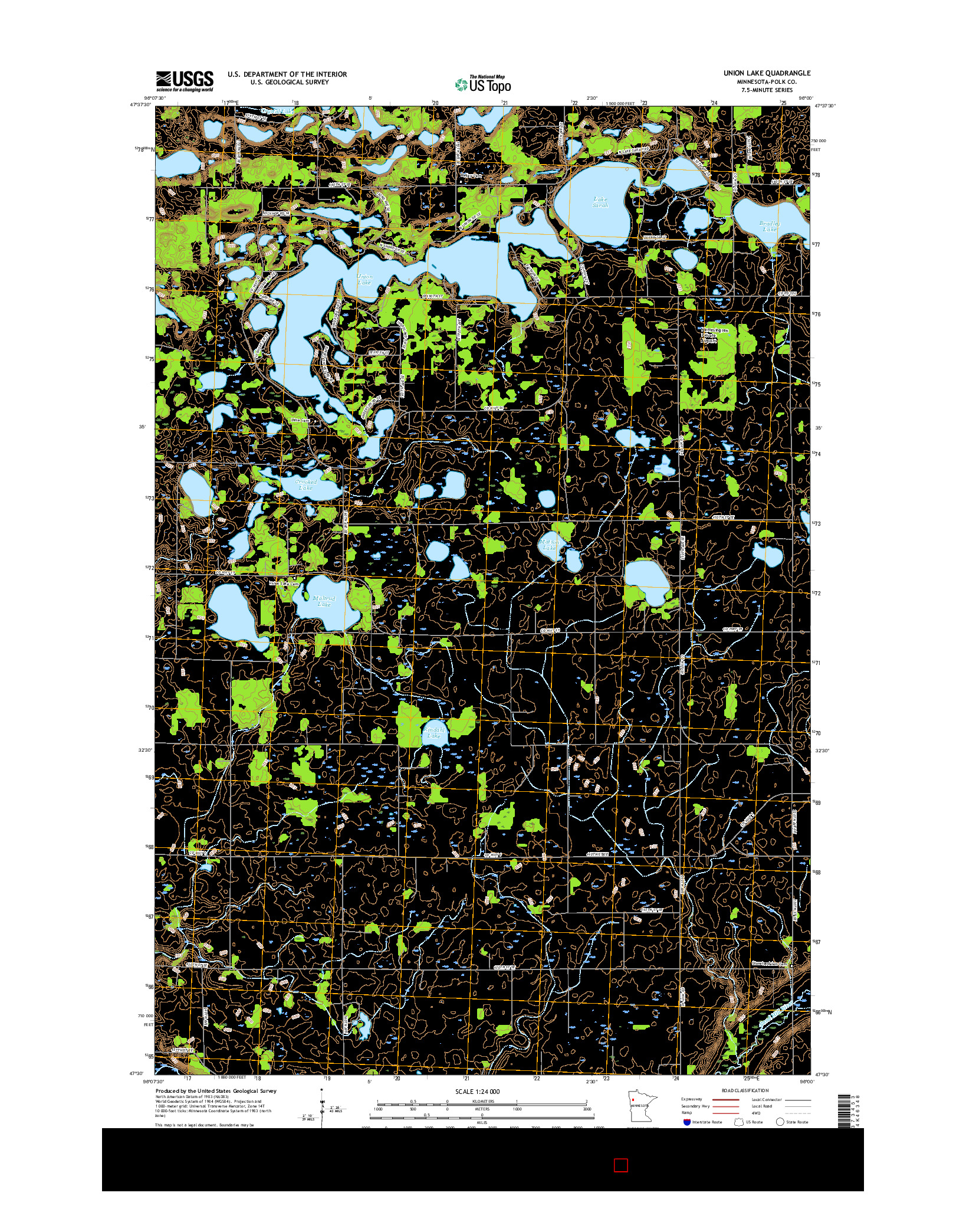 USGS US TOPO 7.5-MINUTE MAP FOR UNION LAKE, MN 2016