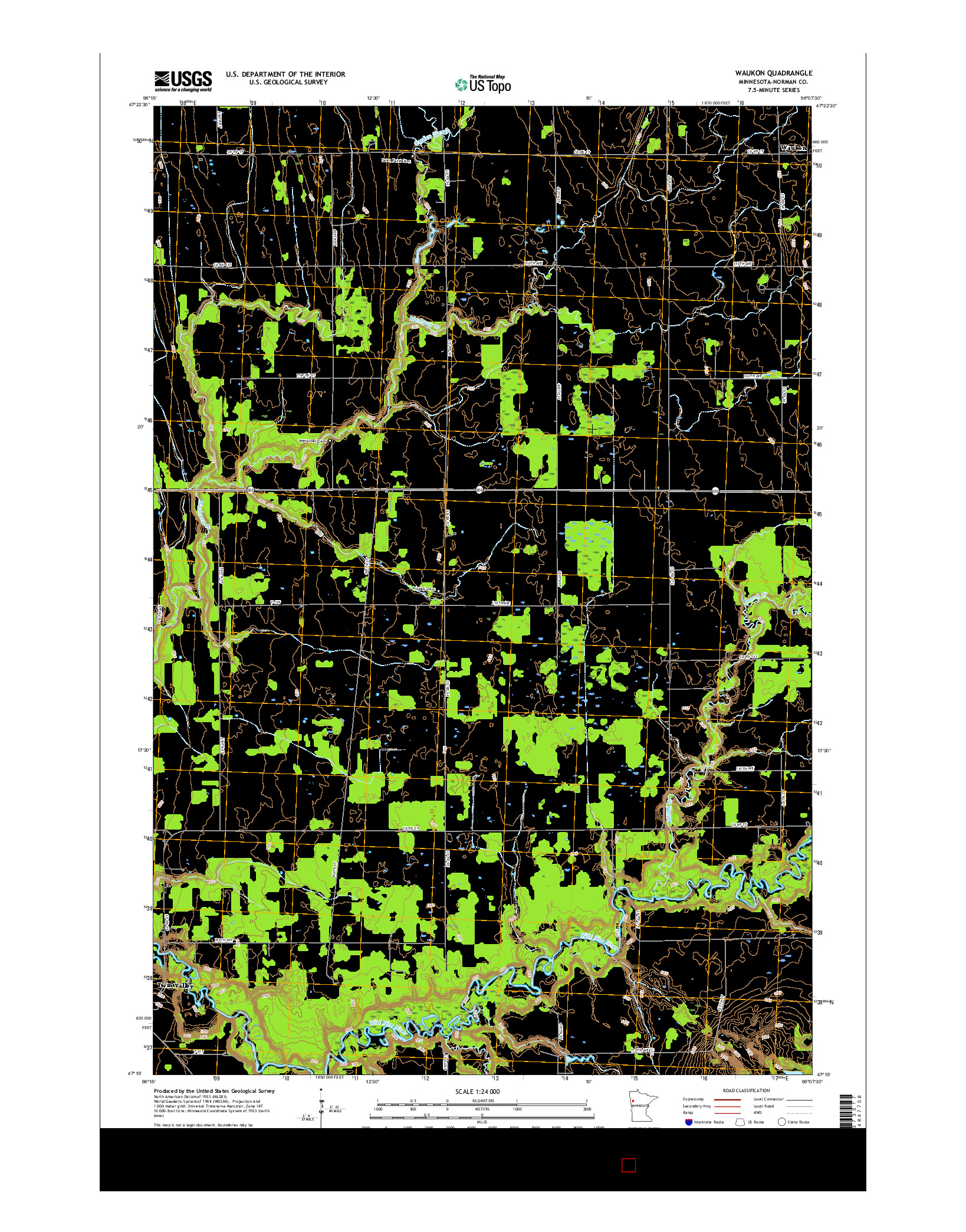 USGS US TOPO 7.5-MINUTE MAP FOR WAUKON, MN 2016