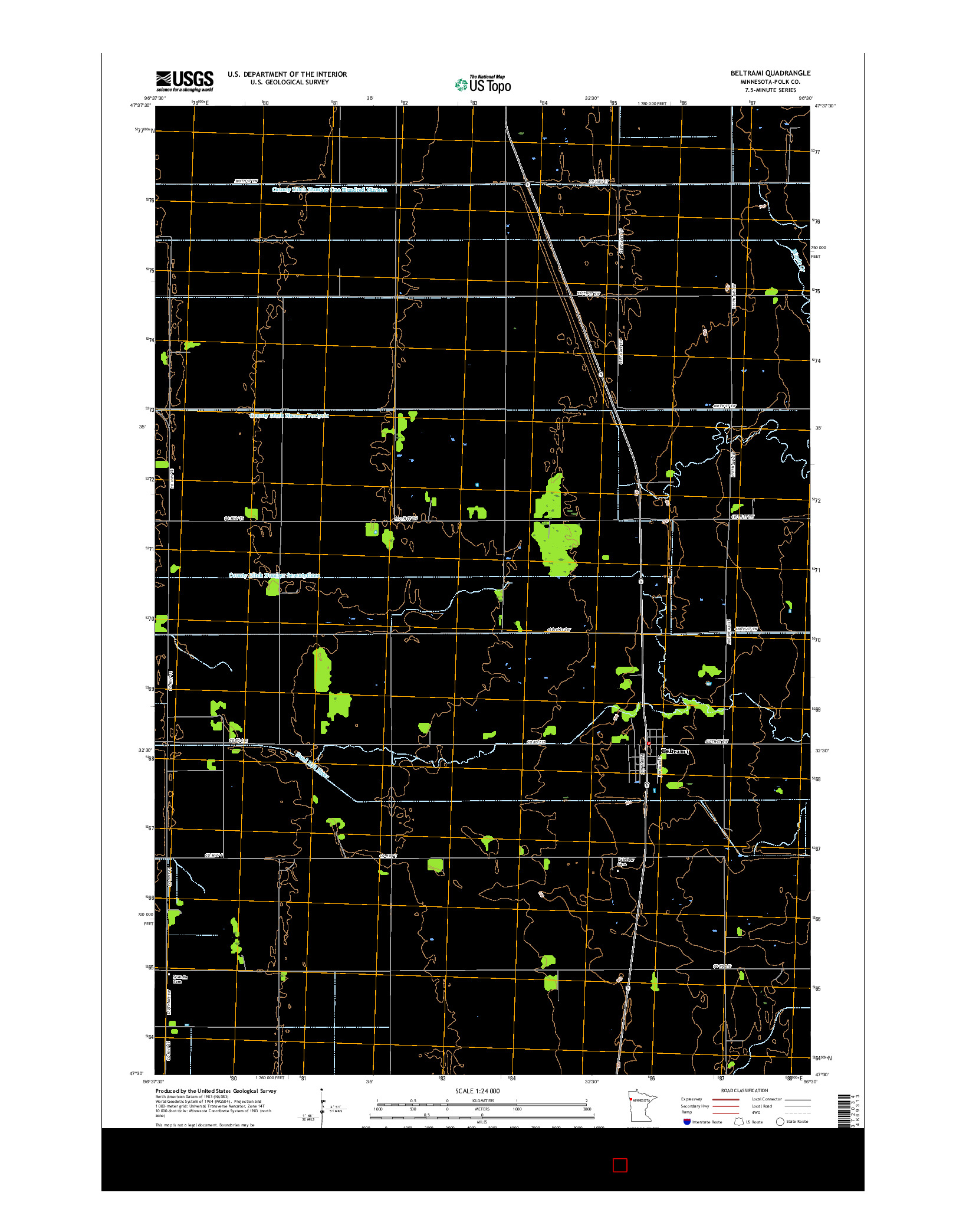 USGS US TOPO 7.5-MINUTE MAP FOR BELTRAMI, MN 2016