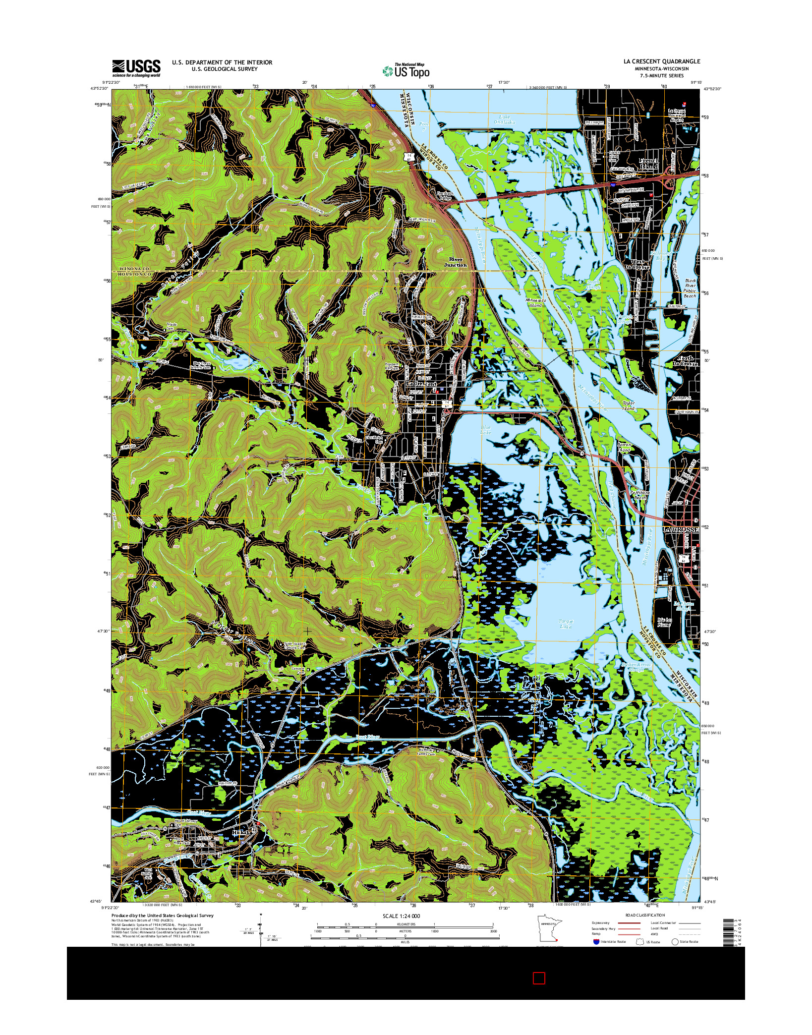 USGS US TOPO 7.5-MINUTE MAP FOR LA CRESCENT, MN-WI 2016