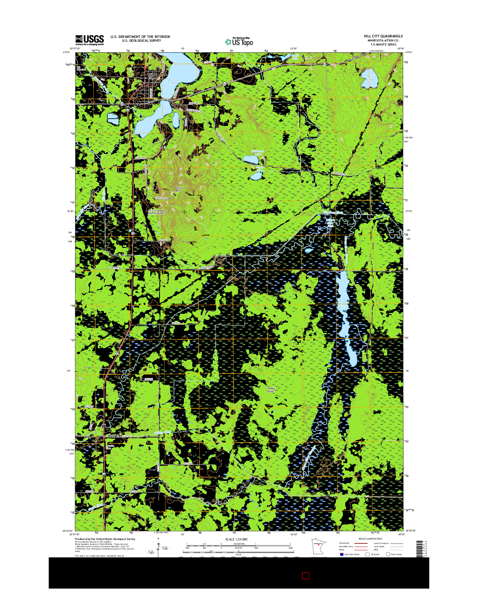 USGS US TOPO 7.5-MINUTE MAP FOR HILL CITY, MN 2016