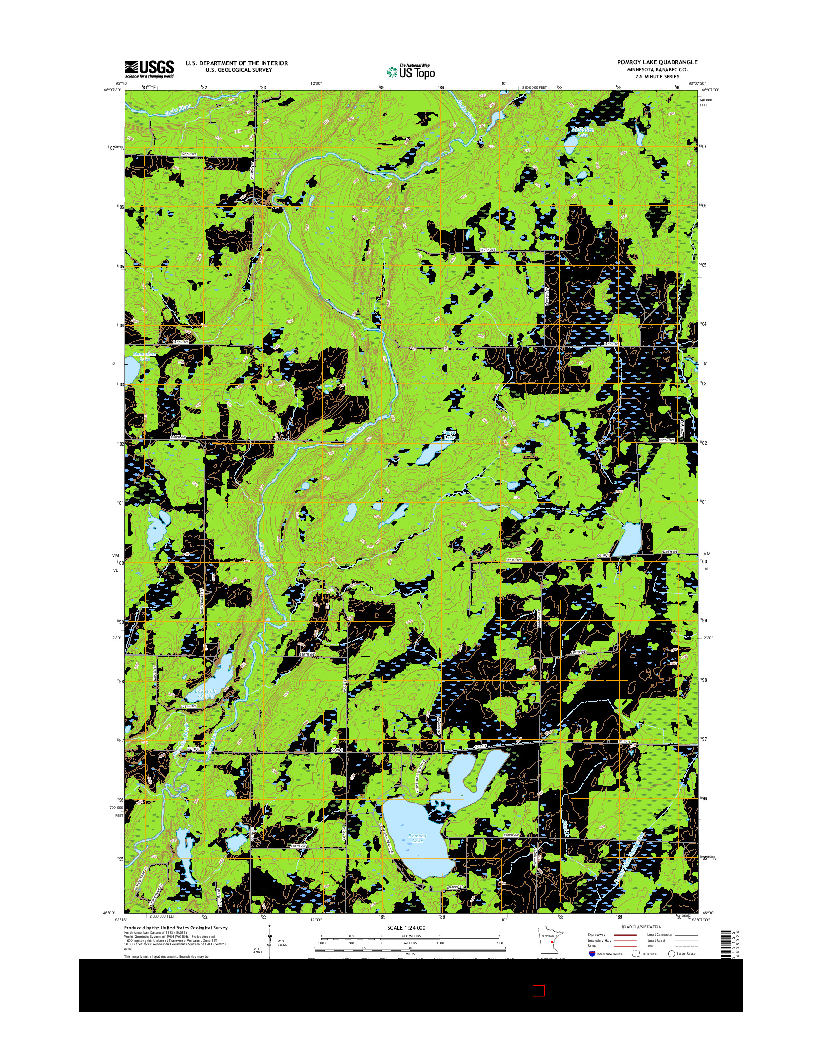 USGS US TOPO 7.5-MINUTE MAP FOR POMROY LAKE, MN 2016