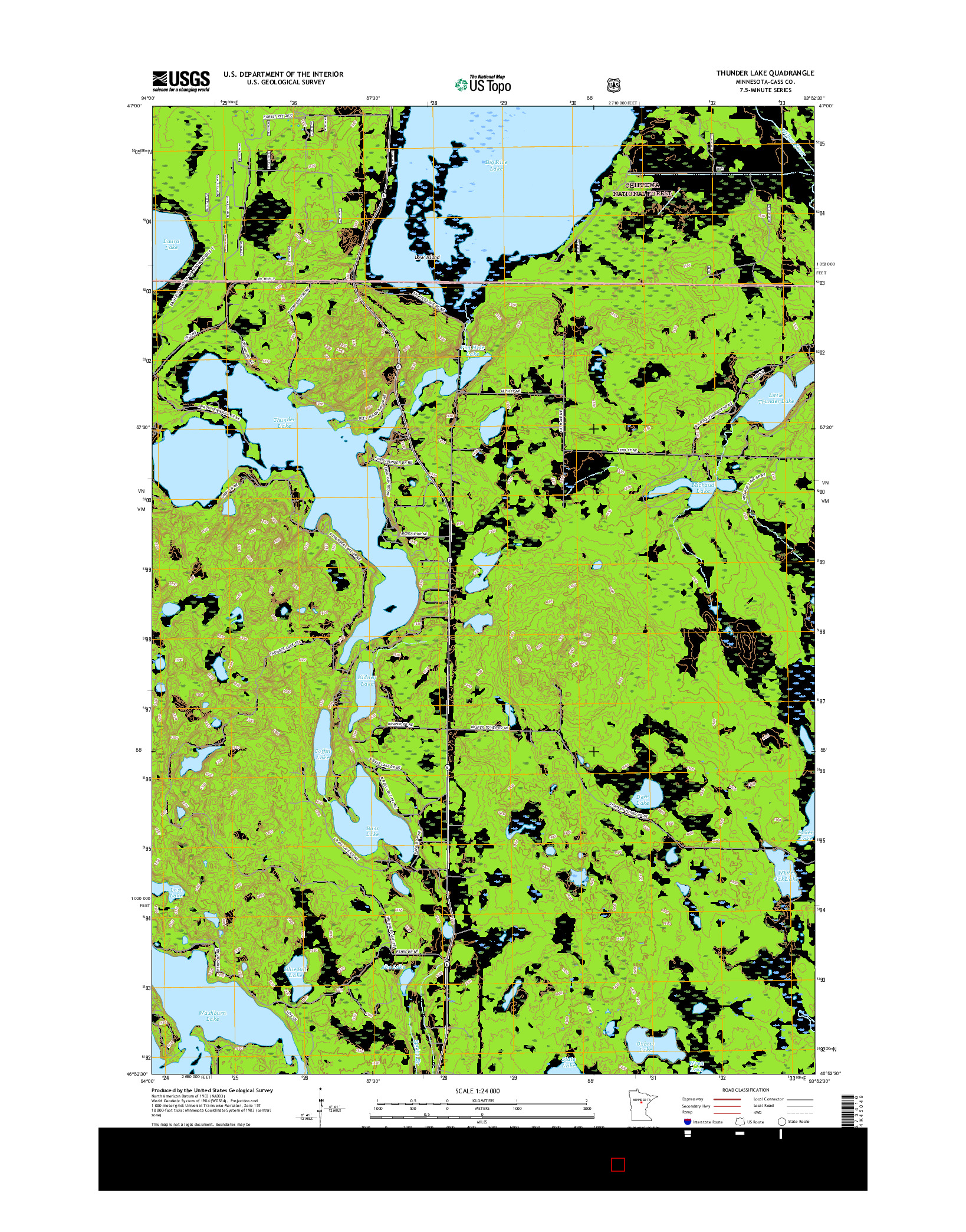 USGS US TOPO 7.5-MINUTE MAP FOR THUNDER LAKE, MN 2016