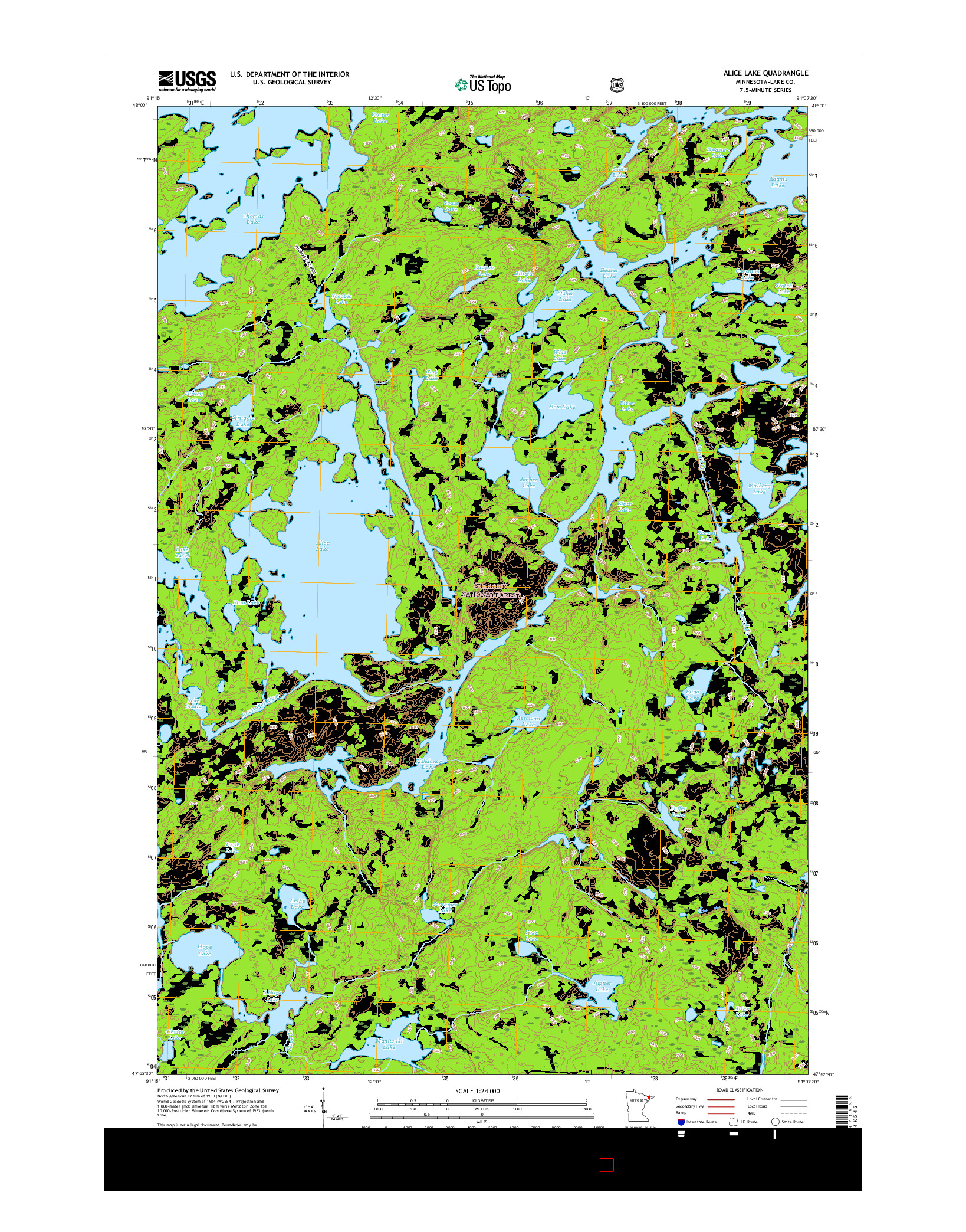 USGS US TOPO 7.5-MINUTE MAP FOR ALICE LAKE, MN 2016