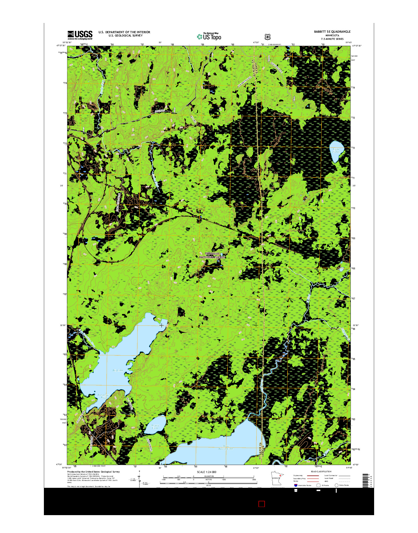 USGS US TOPO 7.5-MINUTE MAP FOR BABBITT SE, MN 2016