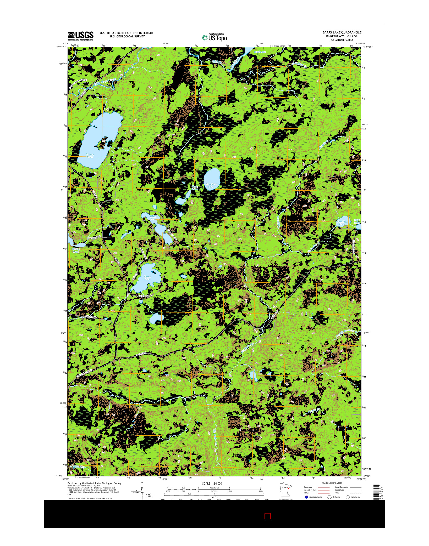 USGS US TOPO 7.5-MINUTE MAP FOR BARRS LAKE, MN 2016