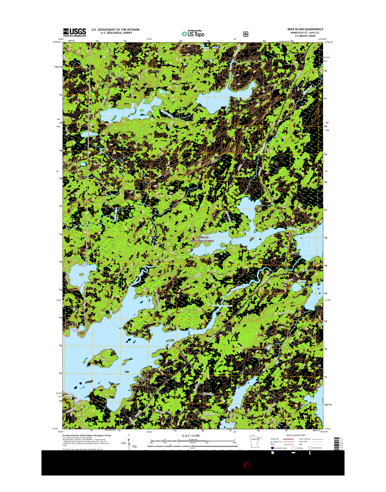 USGS US TOPO 7.5-MINUTE MAP FOR BEAR ISLAND, MN 2016