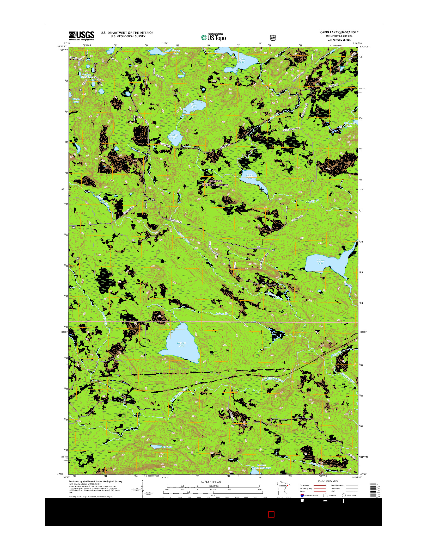USGS US TOPO 7.5-MINUTE MAP FOR CABIN LAKE, MN 2016