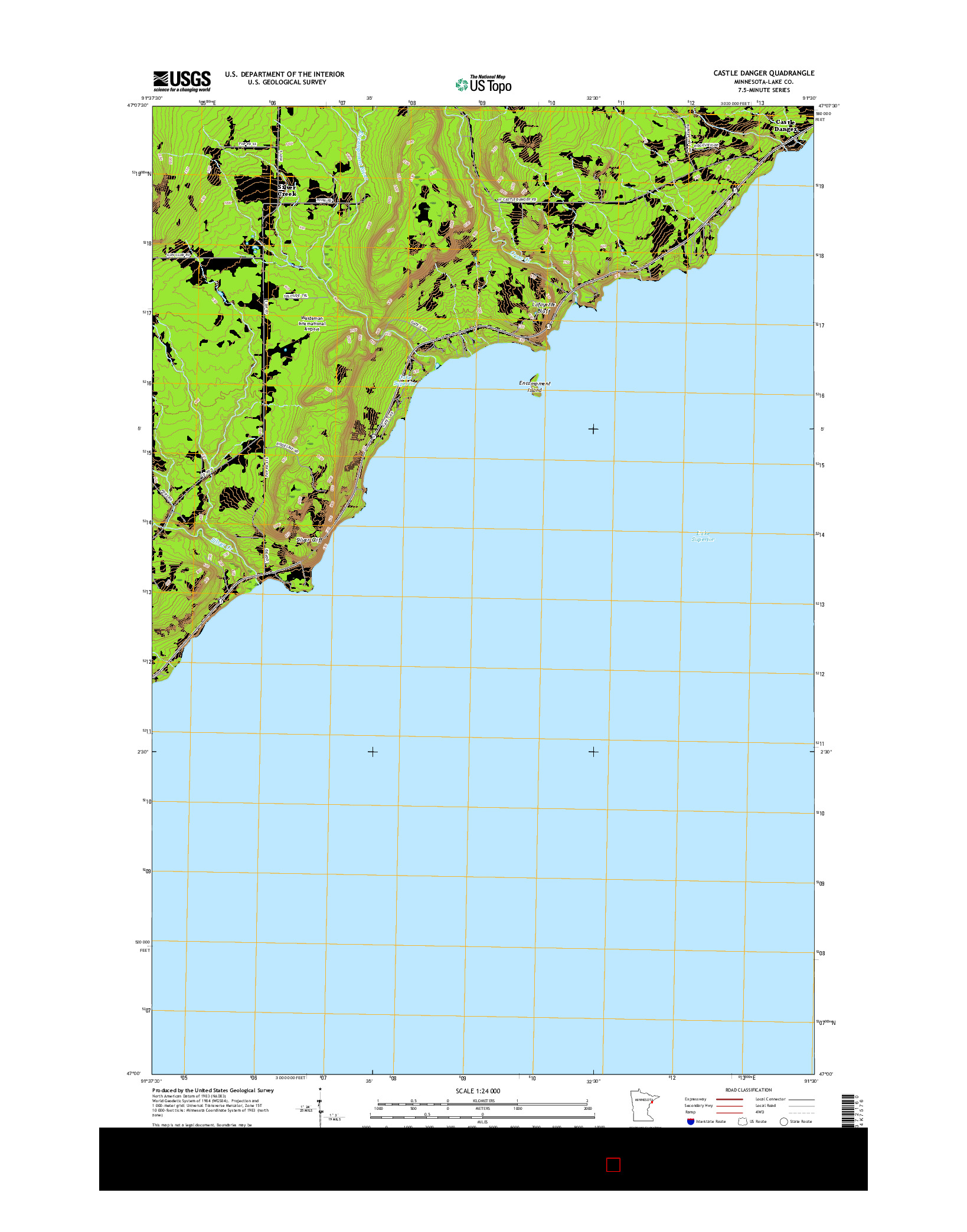 USGS US TOPO 7.5-MINUTE MAP FOR CASTLE DANGER, MN 2016