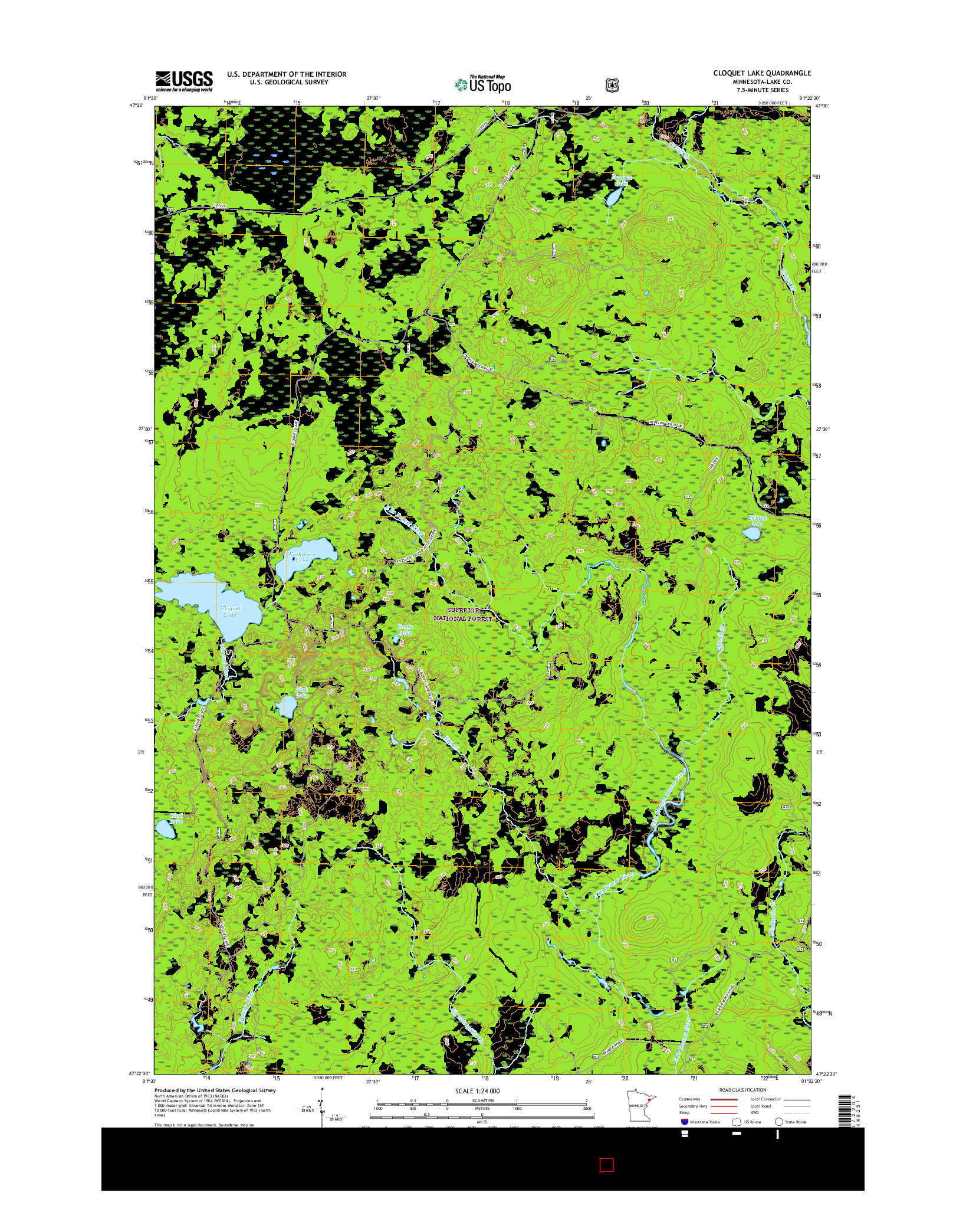 USGS US TOPO 7.5-MINUTE MAP FOR CLOQUET LAKE, MN 2016