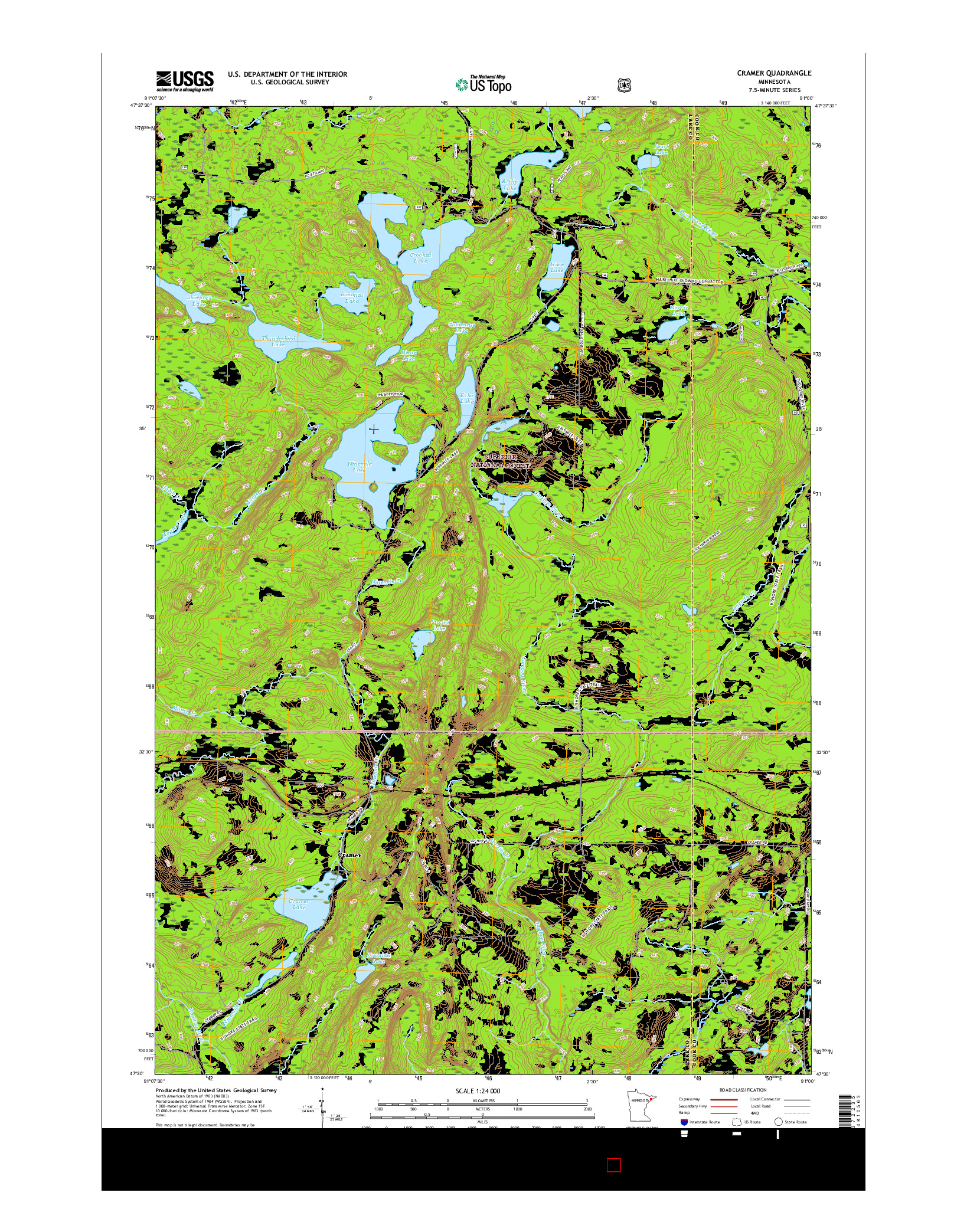 USGS US TOPO 7.5-MINUTE MAP FOR CRAMER, MN 2016