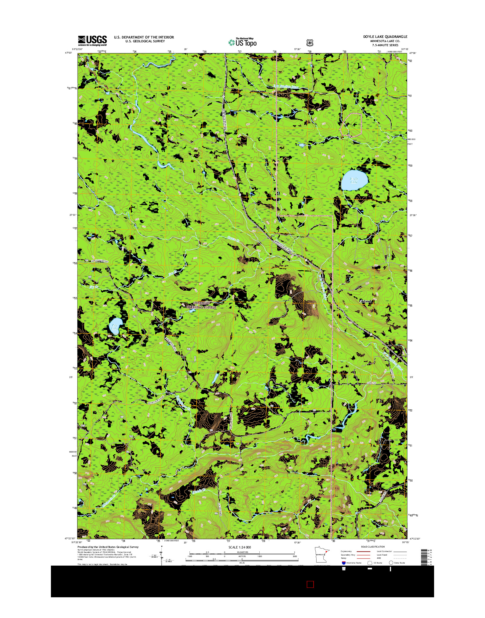 USGS US TOPO 7.5-MINUTE MAP FOR DOYLE LAKE, MN 2016