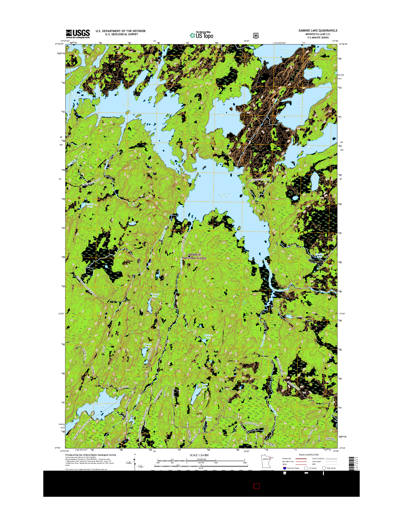 USGS US TOPO 7.5-MINUTE MAP FOR GABBRO LAKE, MN 2016