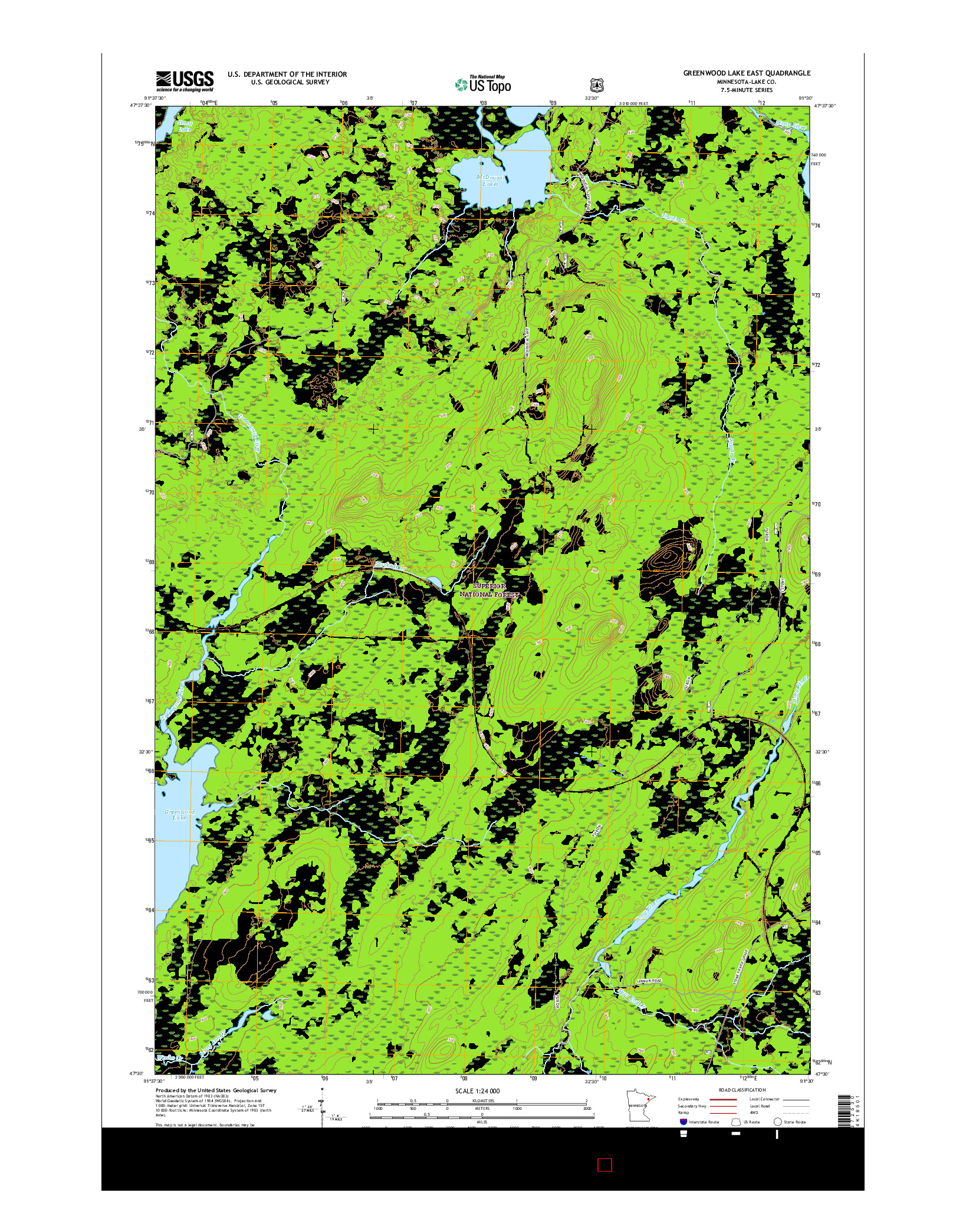 USGS US TOPO 7.5-MINUTE MAP FOR GREENWOOD LAKE EAST, MN 2016