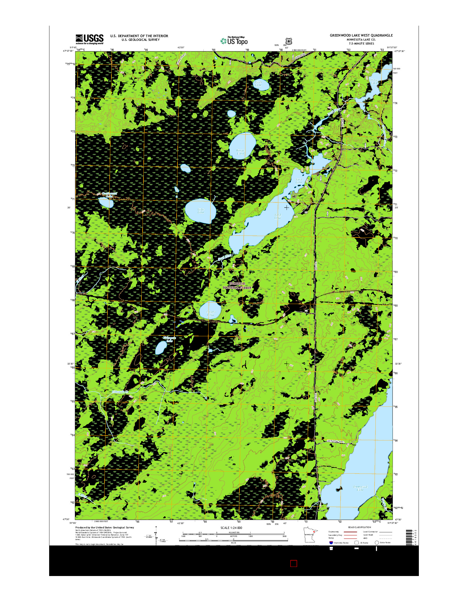 USGS US TOPO 7.5-MINUTE MAP FOR GREENWOOD LAKE WEST, MN 2016
