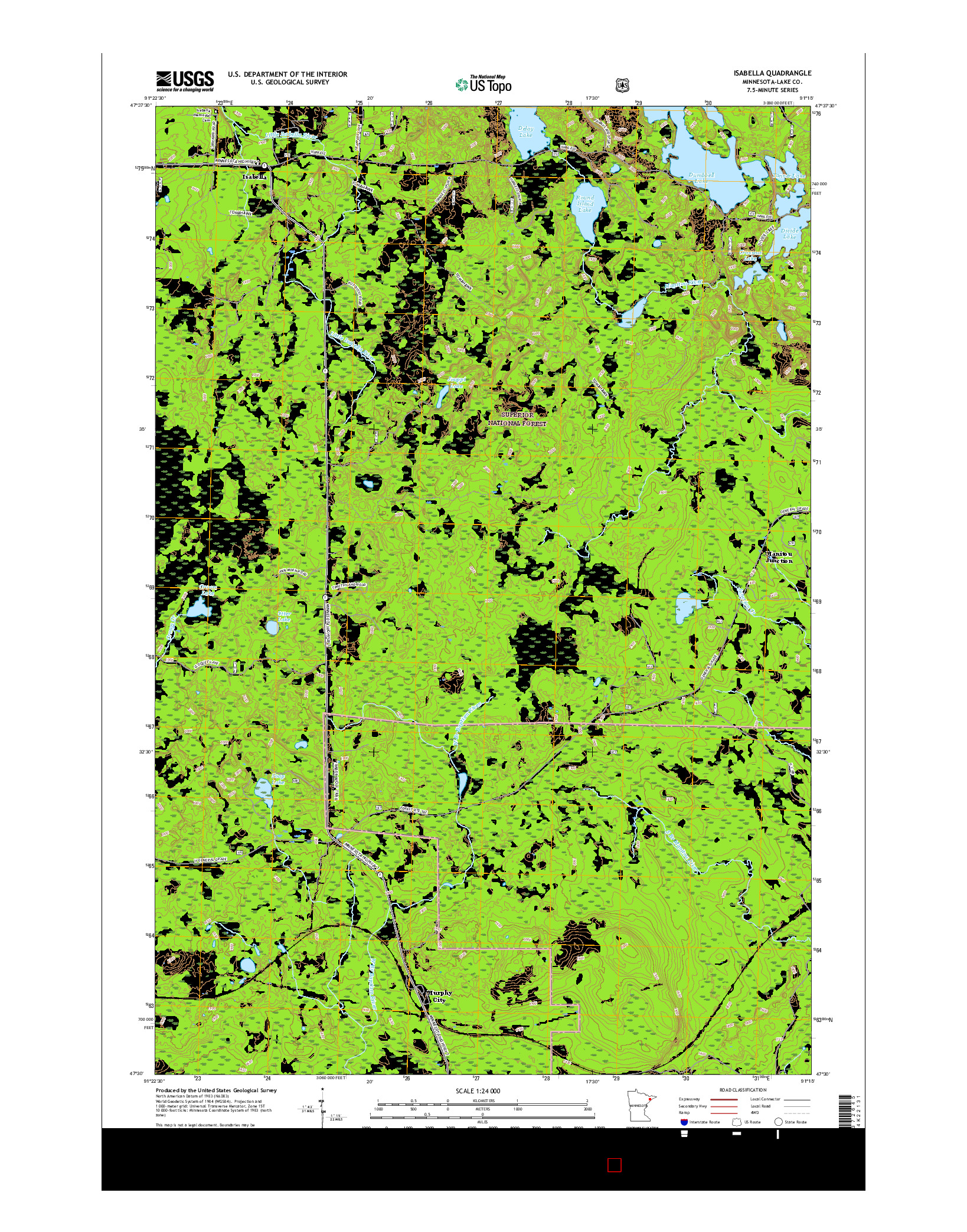 USGS US TOPO 7.5-MINUTE MAP FOR ISABELLA, MN 2016
