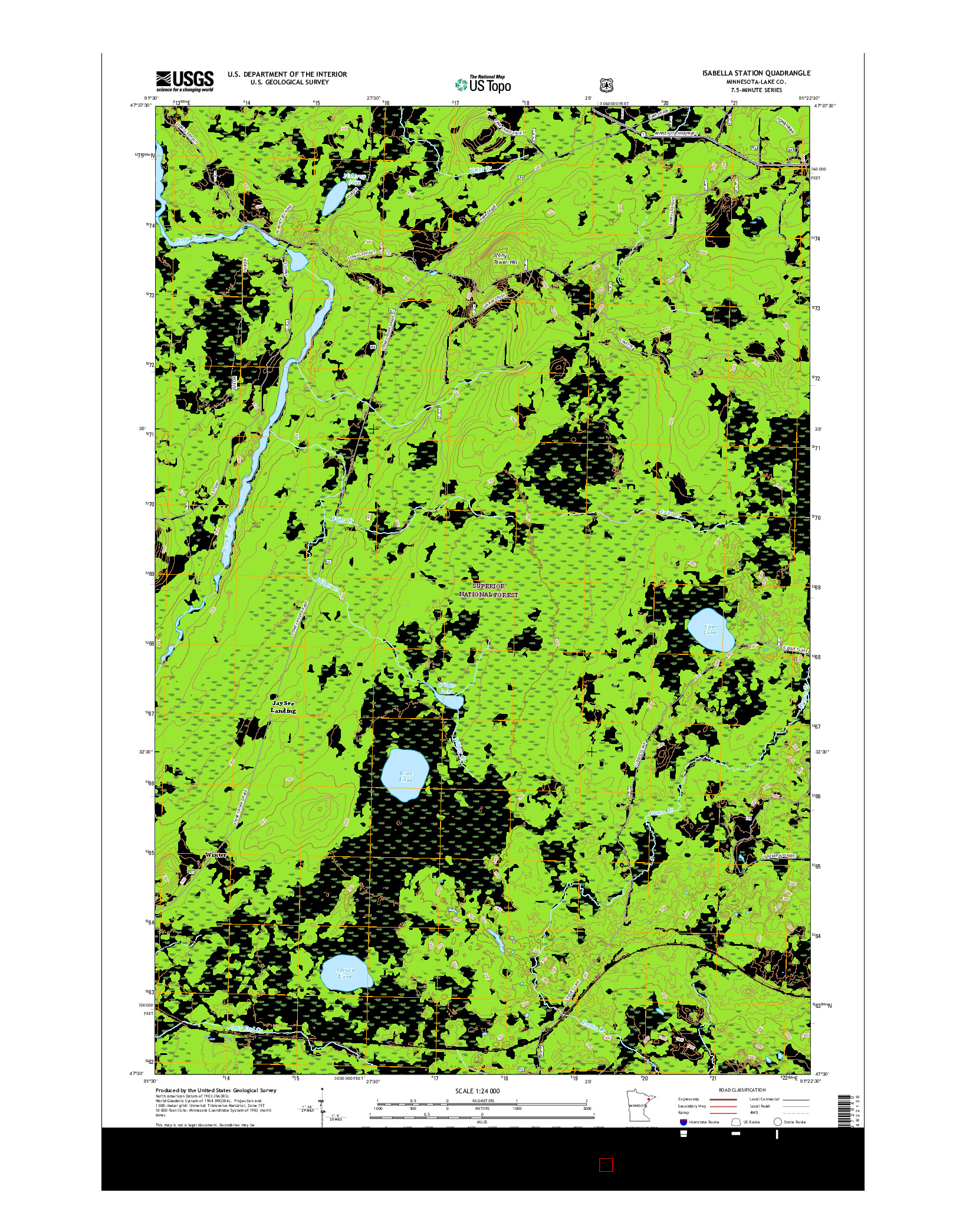 USGS US TOPO 7.5-MINUTE MAP FOR ISABELLA STATION, MN 2016