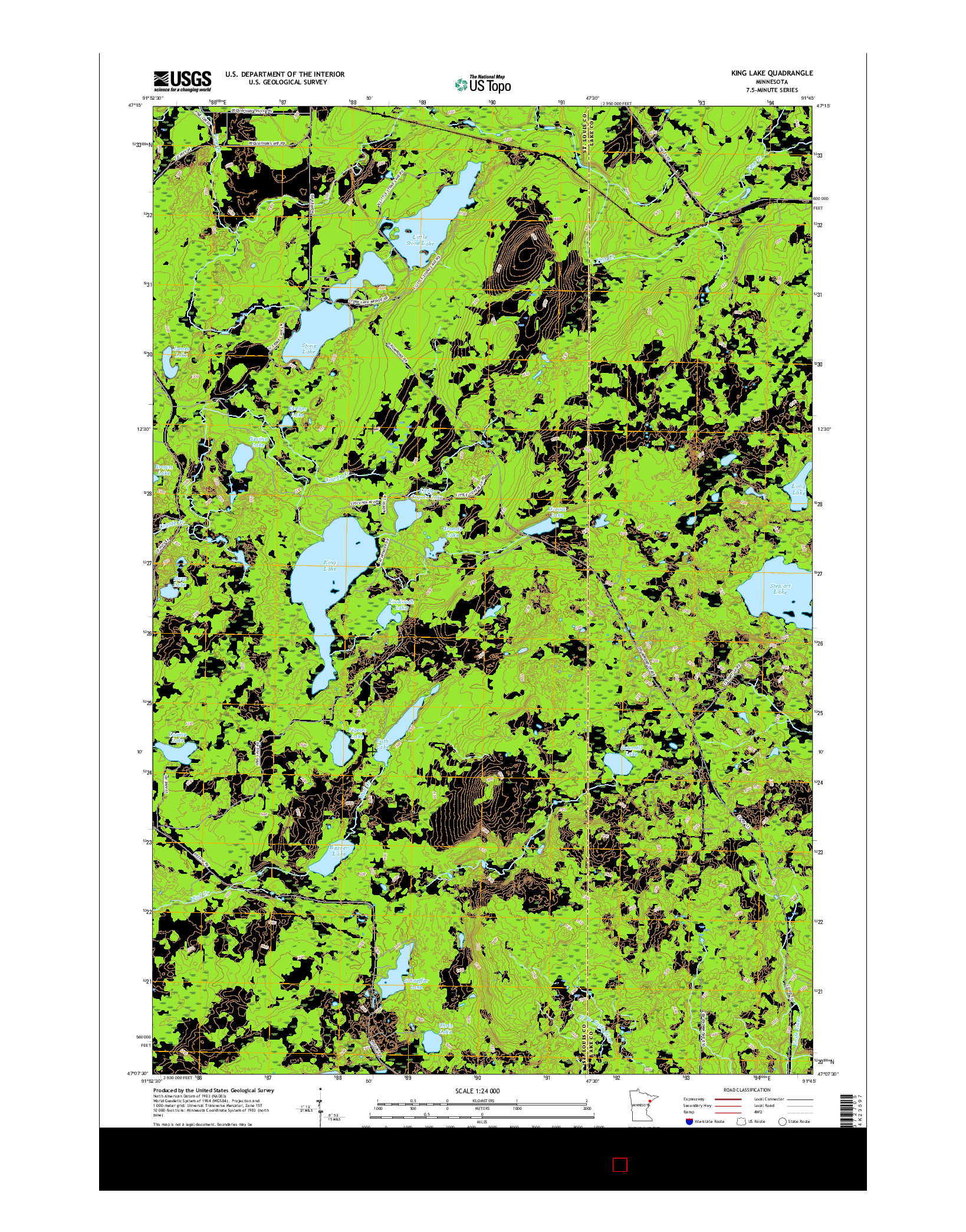 USGS US TOPO 7.5-MINUTE MAP FOR KING LAKE, MN 2016